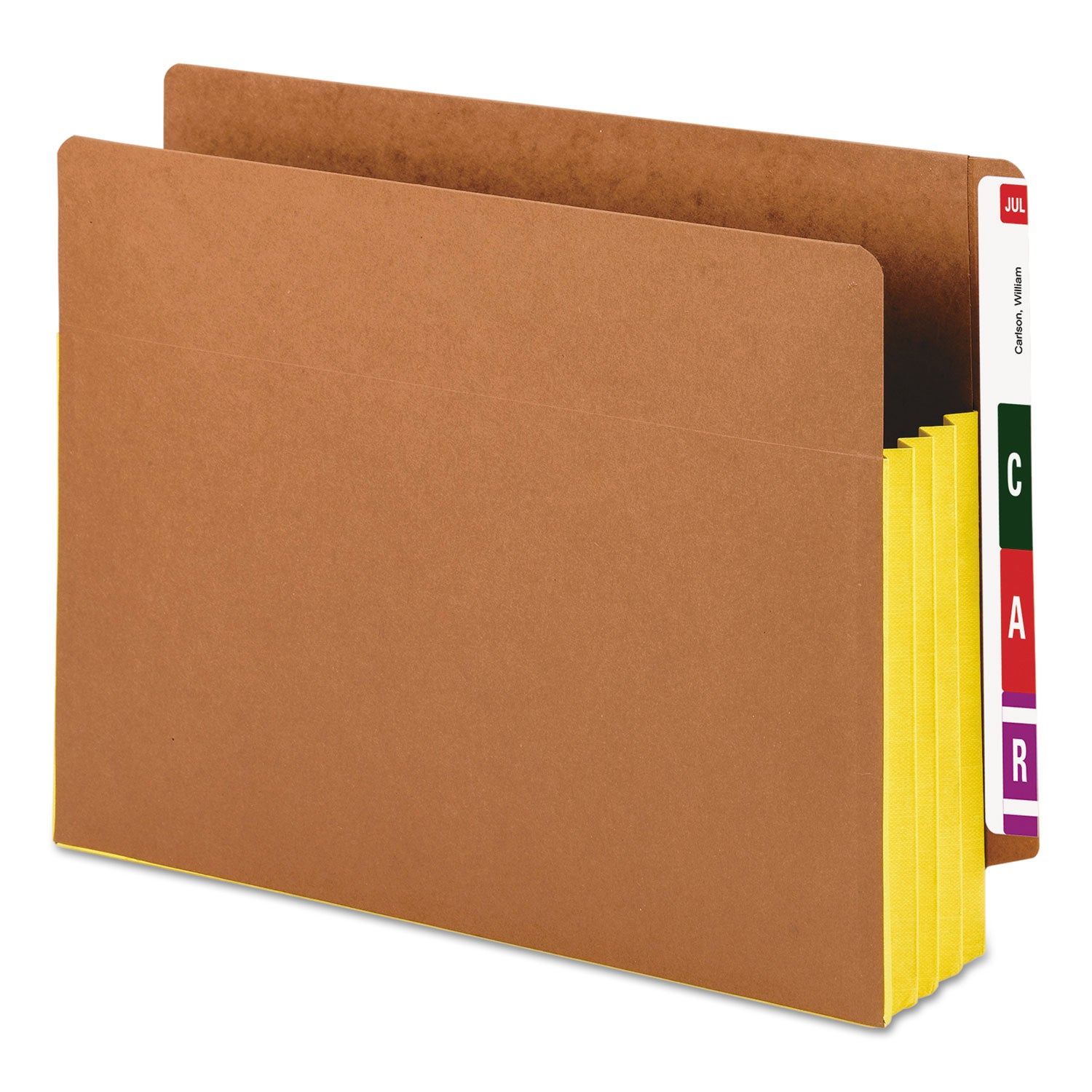 Redrope Drop-Front End Tab File Pockets, Fully Lined 6.5" High Gussets, 3.5" Expansion, Letter Size, Redrope/Yellow, 10/Box -