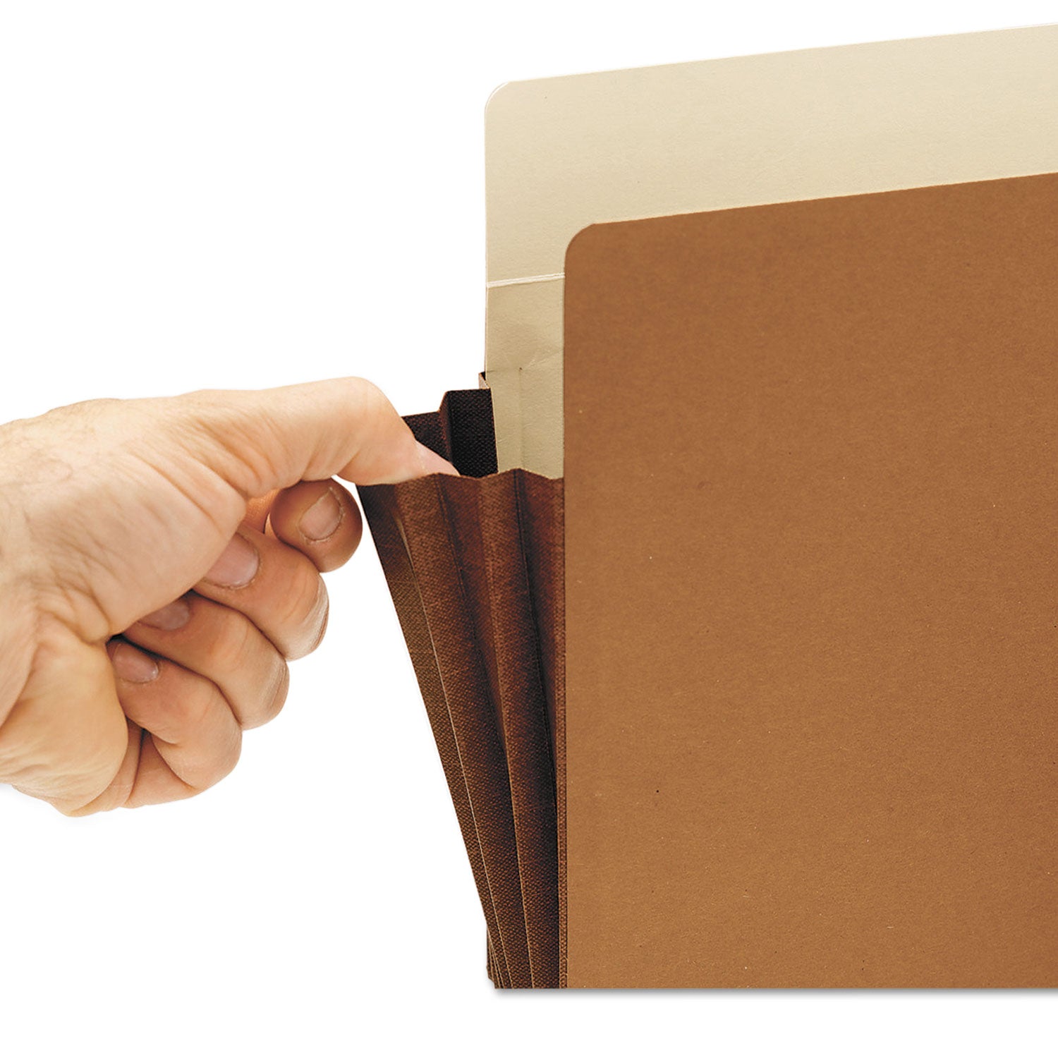 Redrope Drop-Front End Tab File Pockets, Fully Lined Colored Gussets, 5.25" Expansion, Letter Size, Redrope/Brown, 10/Box -