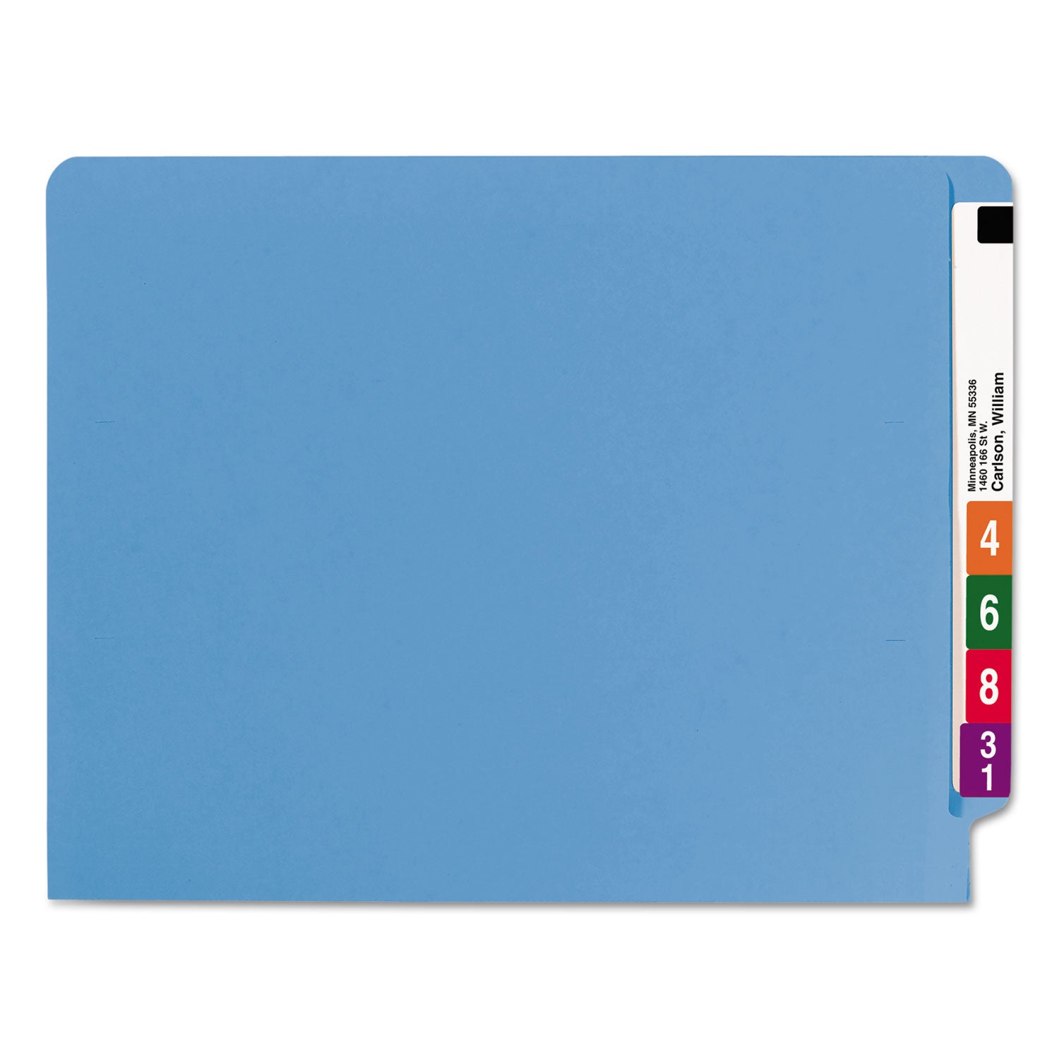 Shelf-Master Reinforced End Tab Colored Folders, Straight Tabs, Letter Size, 0.75" Expansion, Blue, 100/Box -
