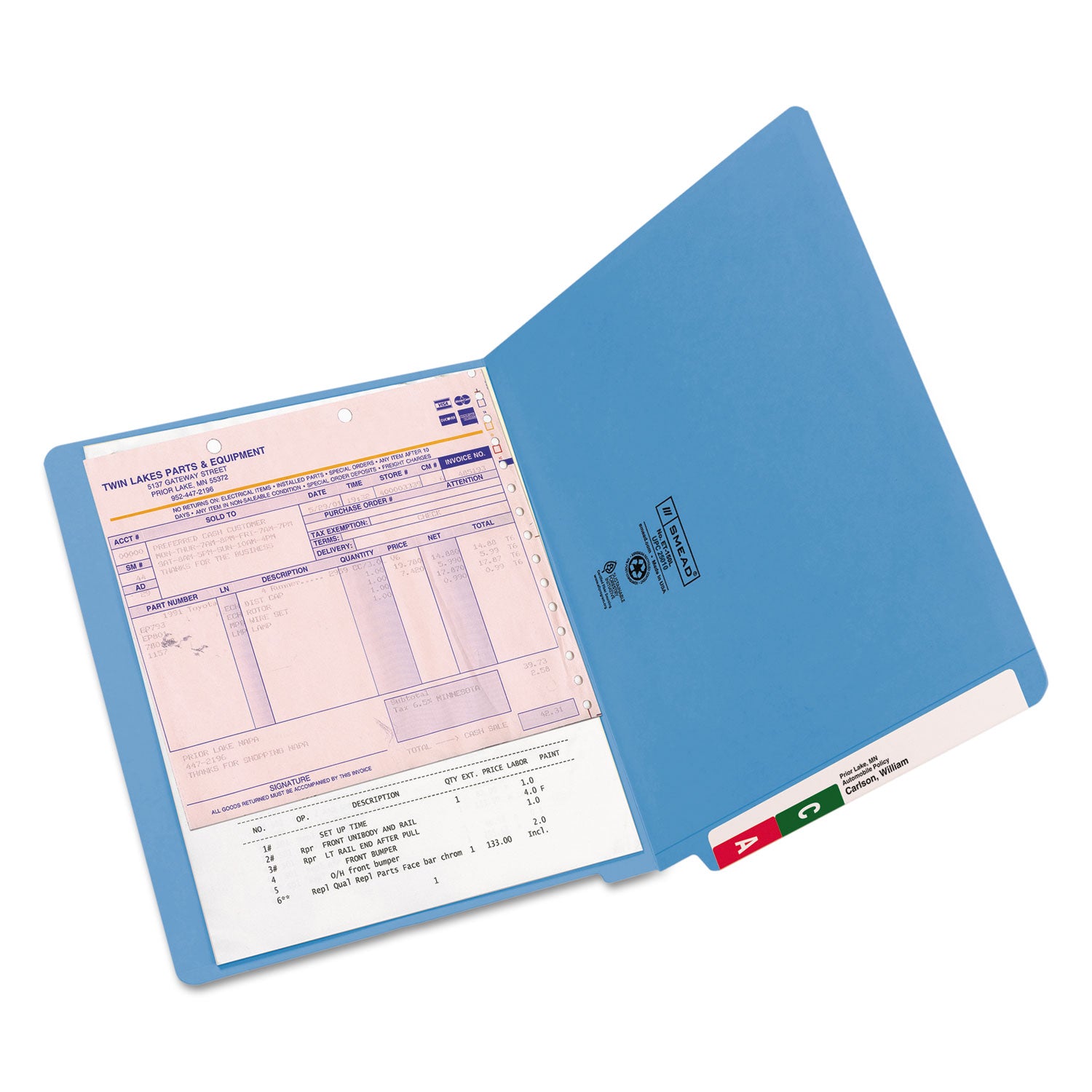 Shelf-Master Reinforced End Tab Colored Folders, Straight Tabs, Letter Size, 0.75" Expansion, Blue, 100/Box -