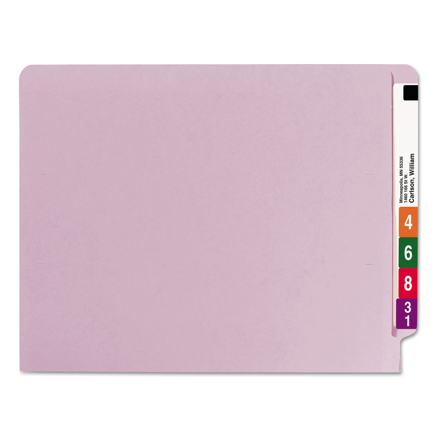 Shelf-Master Reinforced End Tab Colored Folders, Straight Tabs, Letter Size, 0.75" Expansion, Lavender, 100/Box -