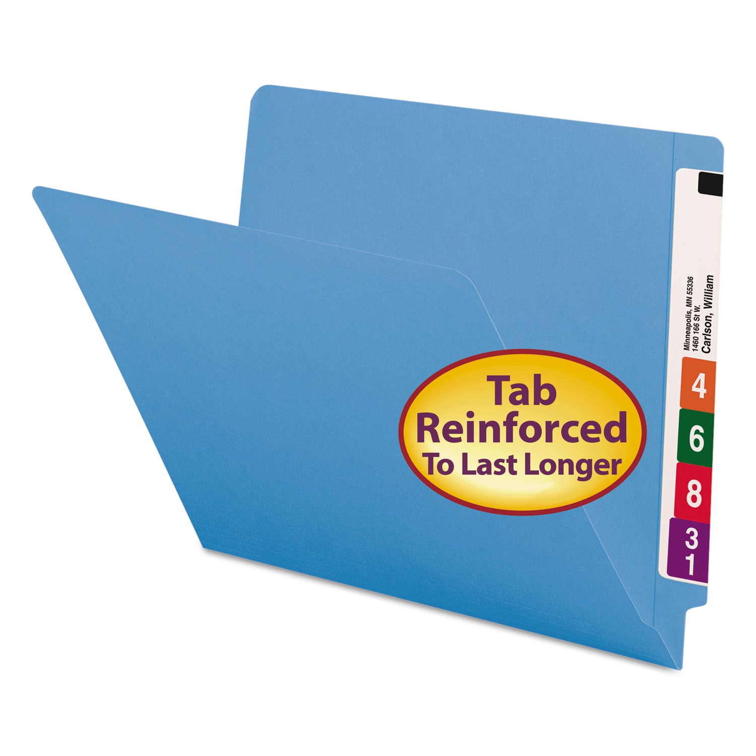 Shelf-Master Reinforced End Tab Colored Folders, Straight Tabs, Letter Size, 0.75" Expansion, Blue, 100/Box -