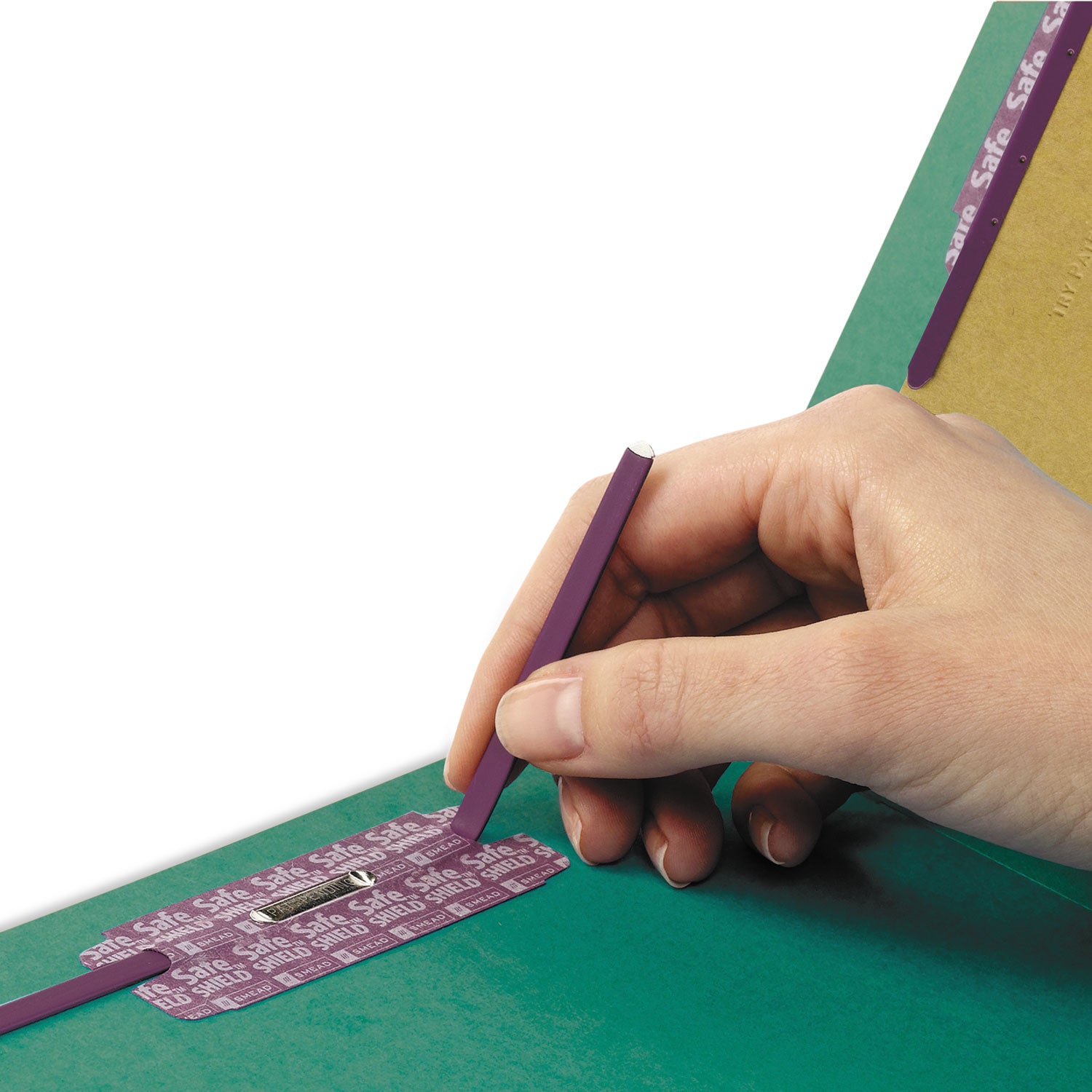 End Tab Pressboard Classification Folders, Six SafeSHIELD Fasteners, 2" Expansion, 2 Dividers, Letter Size, Green, 10/Box -