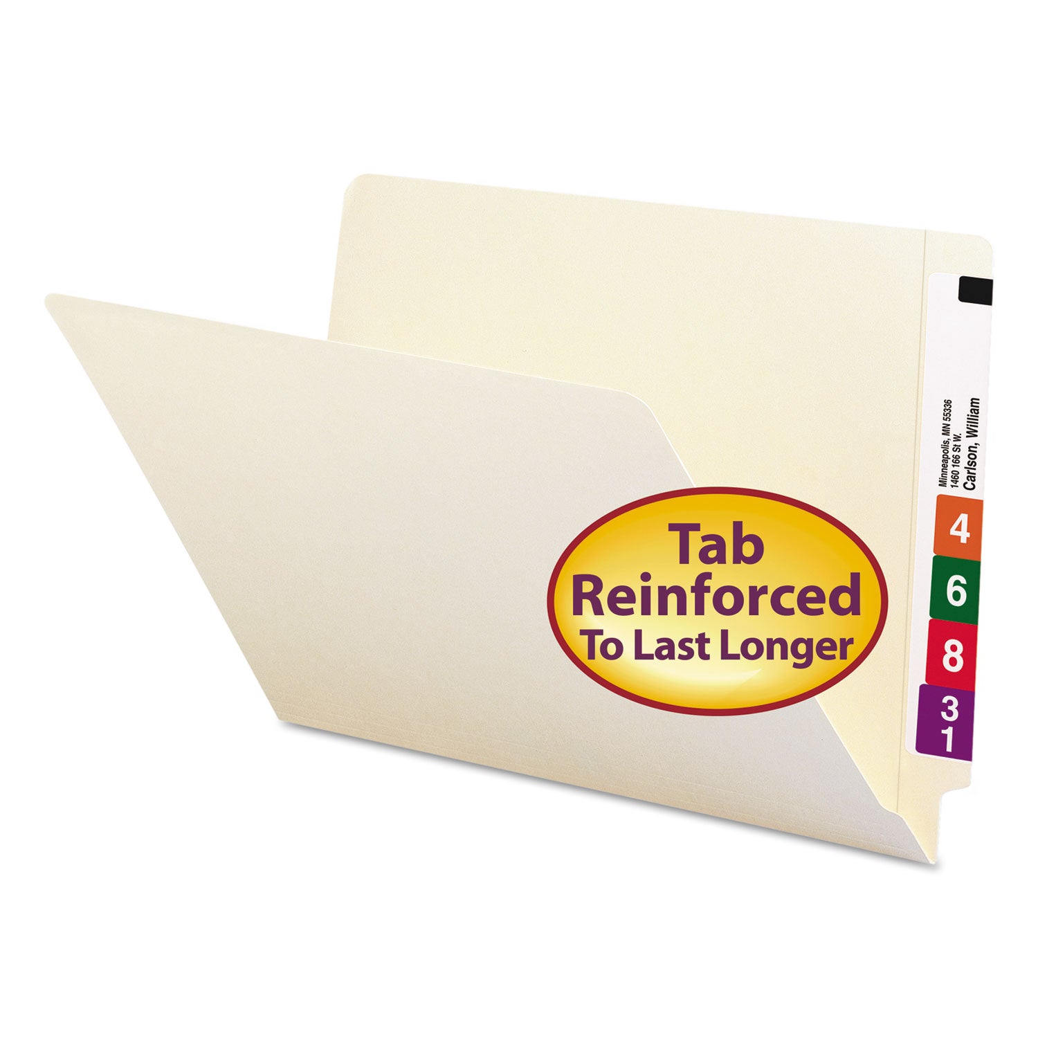 Heavyweight Manila End Tab Folders, 9.5" High Front, Reinforced Straight Tabs, Legal Size, 0.75" Expansion, Manila, 100/Box -
