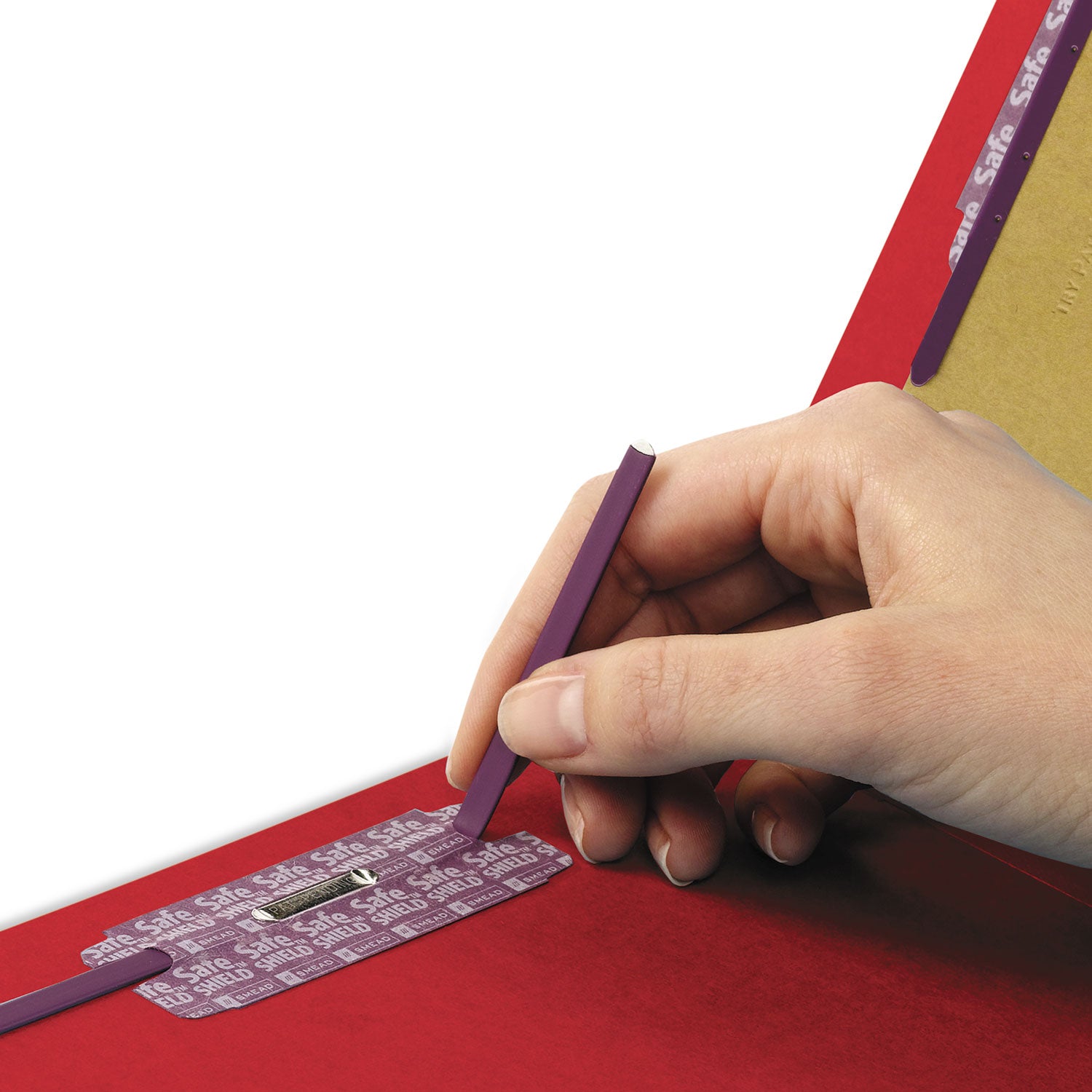 End Tab Pressboard Classification Folders, Six SafeSHIELD Fasteners, 2" Expansion, 2 Dividers, Legal Size, Bright Red, 10/Box -