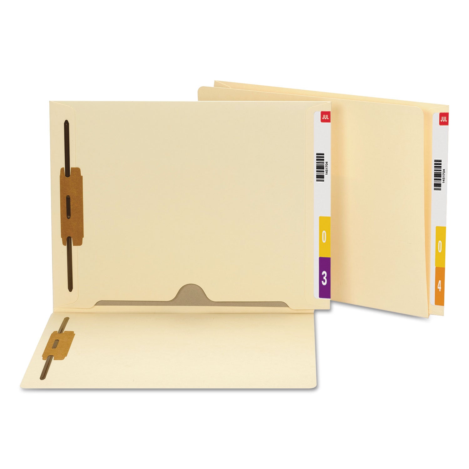 Heavyweight End Tab Fastener Folders, Interior Back-Cover Pocket, 0.75" Expansion, 2 Fasteners, Letter Size, Manila, 50/Box -
