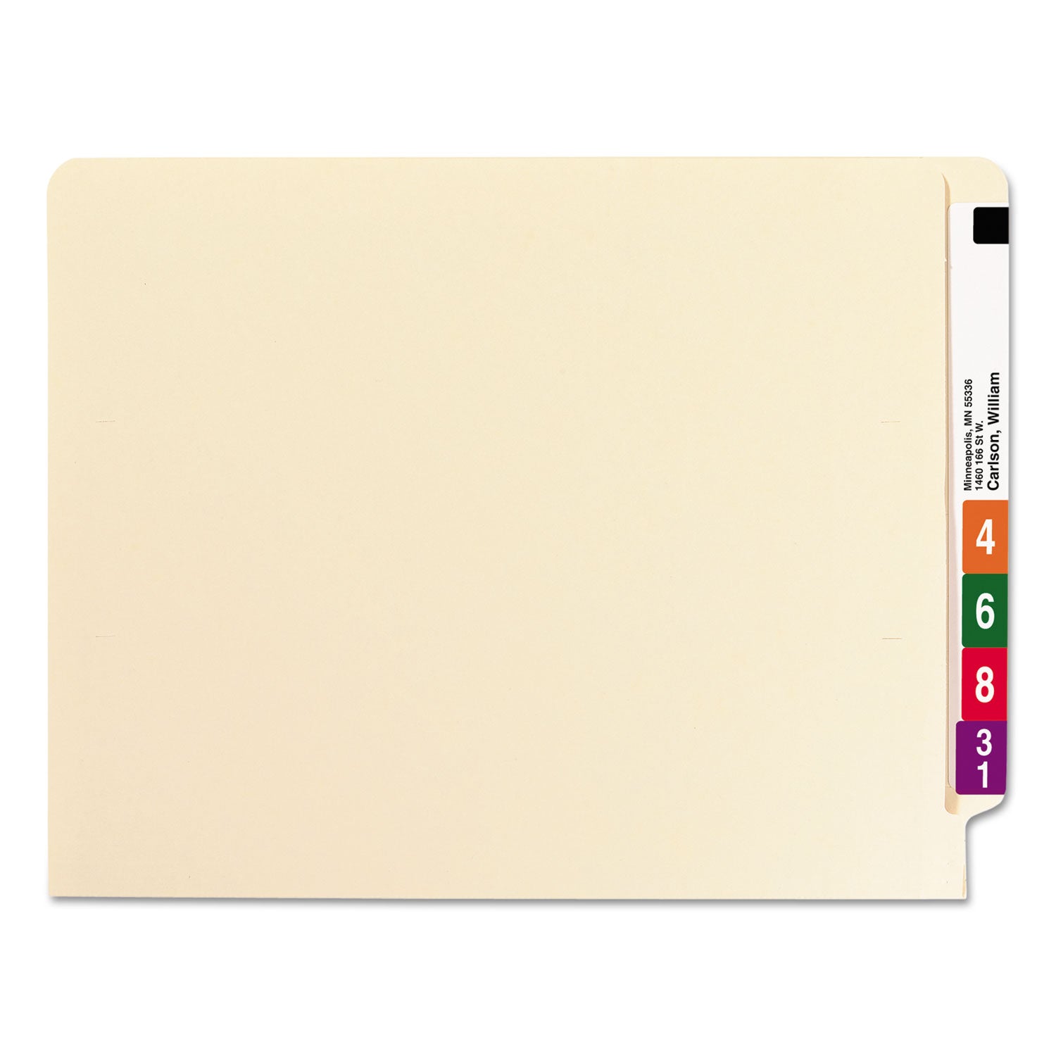 End Tab Fastener Folders with Reinforced Straight Tabs, 11-pt Manila, 1 Fastener, Letter Size, Manila Exterior, 50/Box -