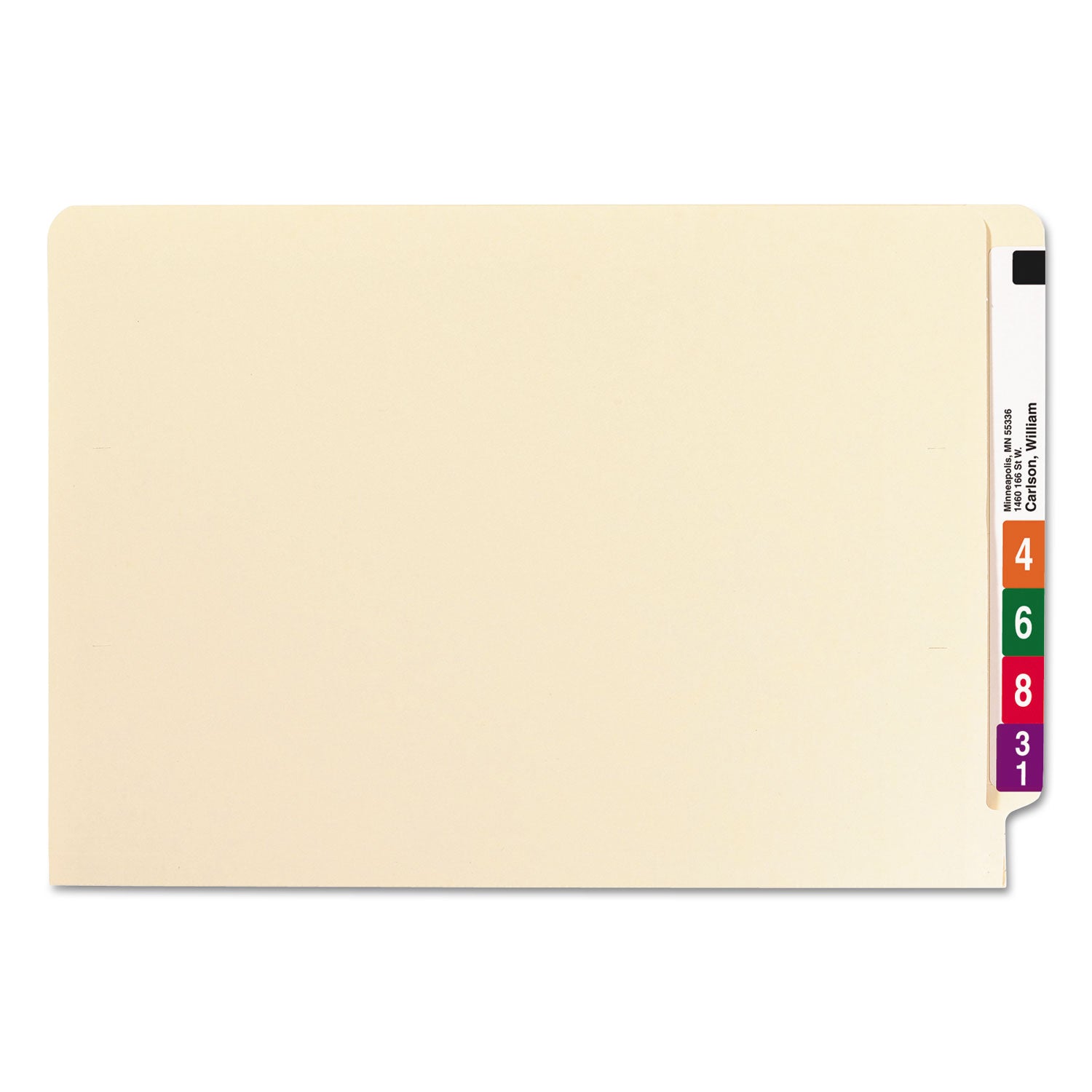 End Tab Fastener Folders with Reinforced Straight Tabs, 11-pt Manila, 1 Fastener, Legal Size, Manila Exterior, 50/Box -