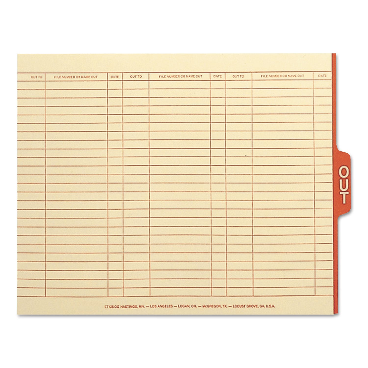 Manila Out Guides with Printed Form, 1/5-Cut End Tab, Out, 8.5 x 11, Manila, 100/Box -