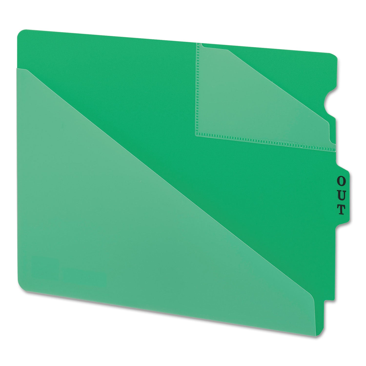 End Tab Poly Out Guides, Two-Pocket Style, 1/3-Cut End Tab, Out, 8.5 x 11, Green, 50/Box -
