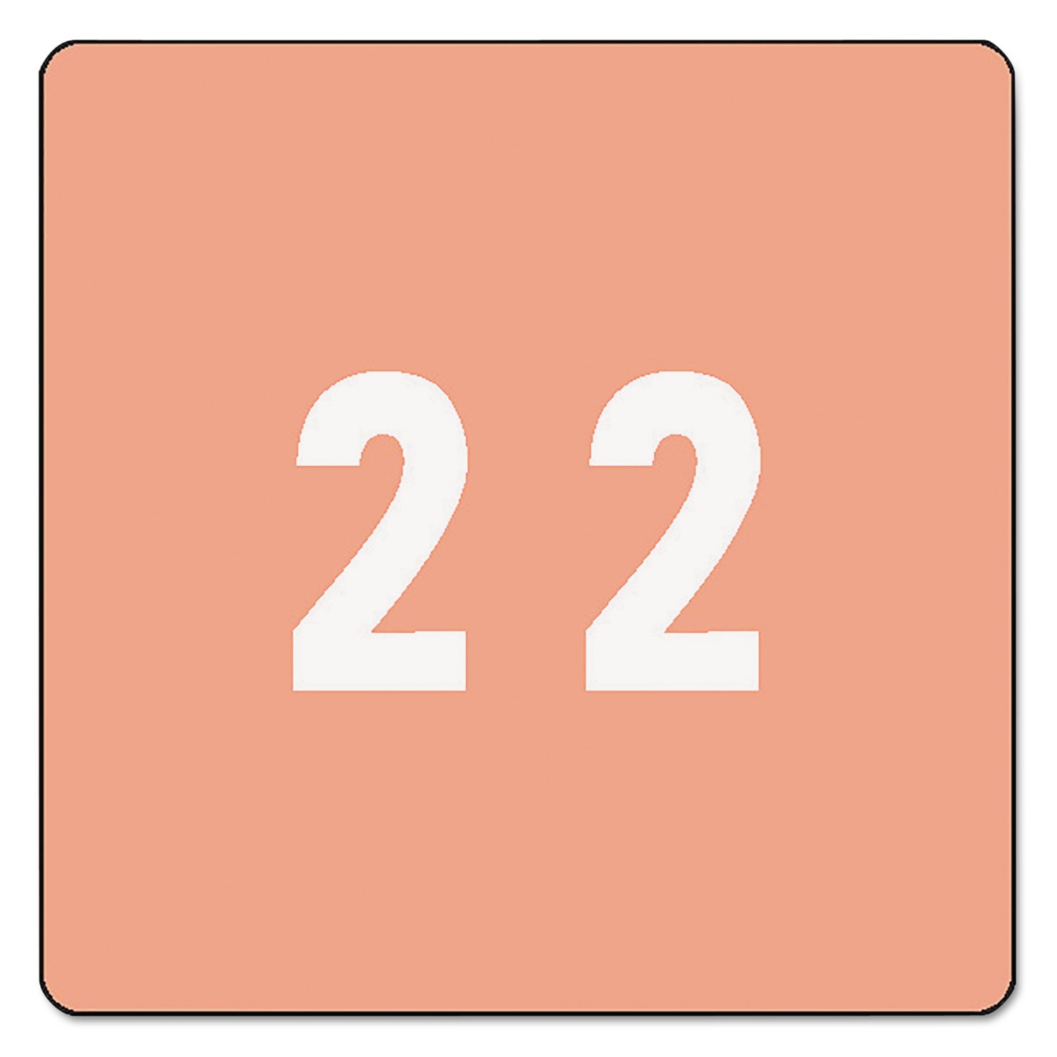 Numerical End Tab File Folder Labels, 2, 1.5 x 1.5, Pink, 250/Roll -