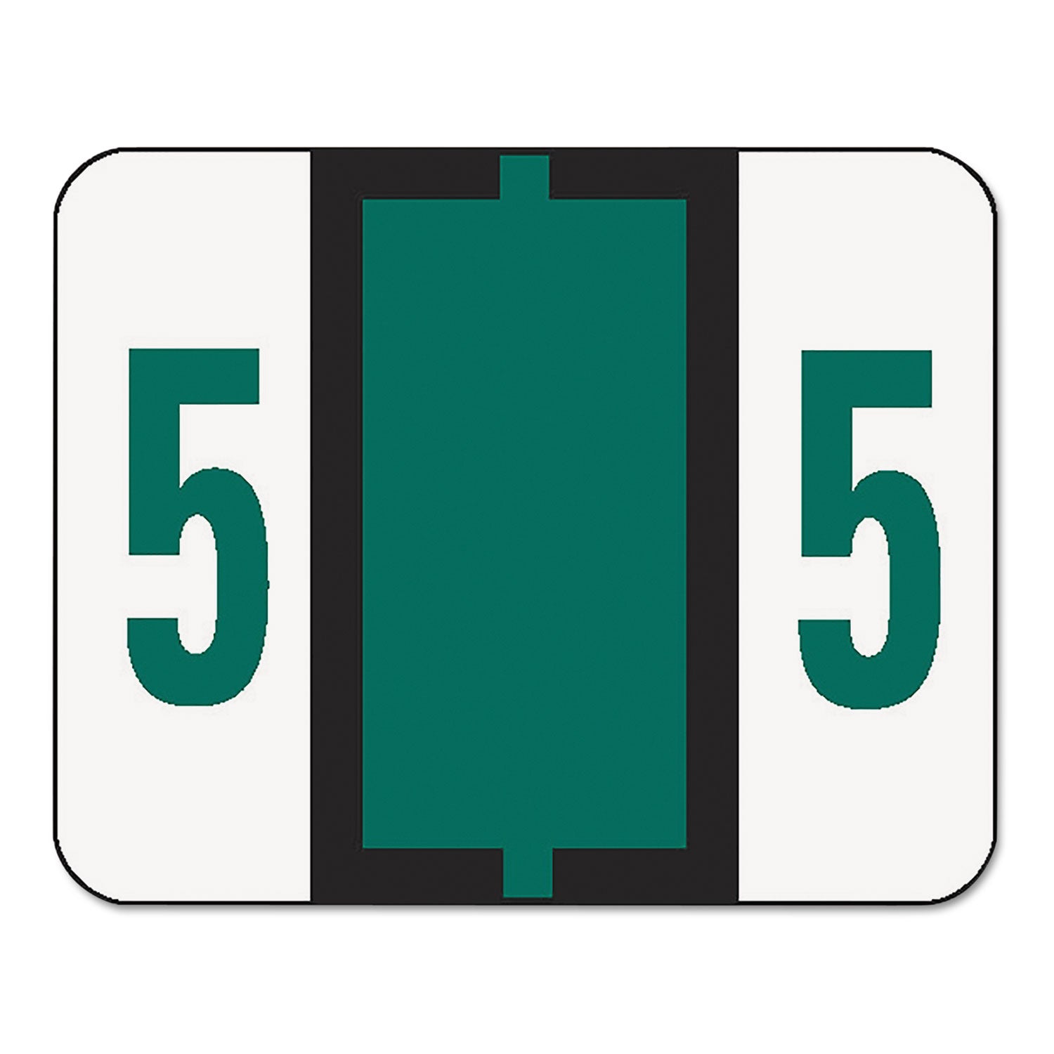 Numerical End Tab File Folder Labels, 5, 1 x 1.25, White, 500/Roll -