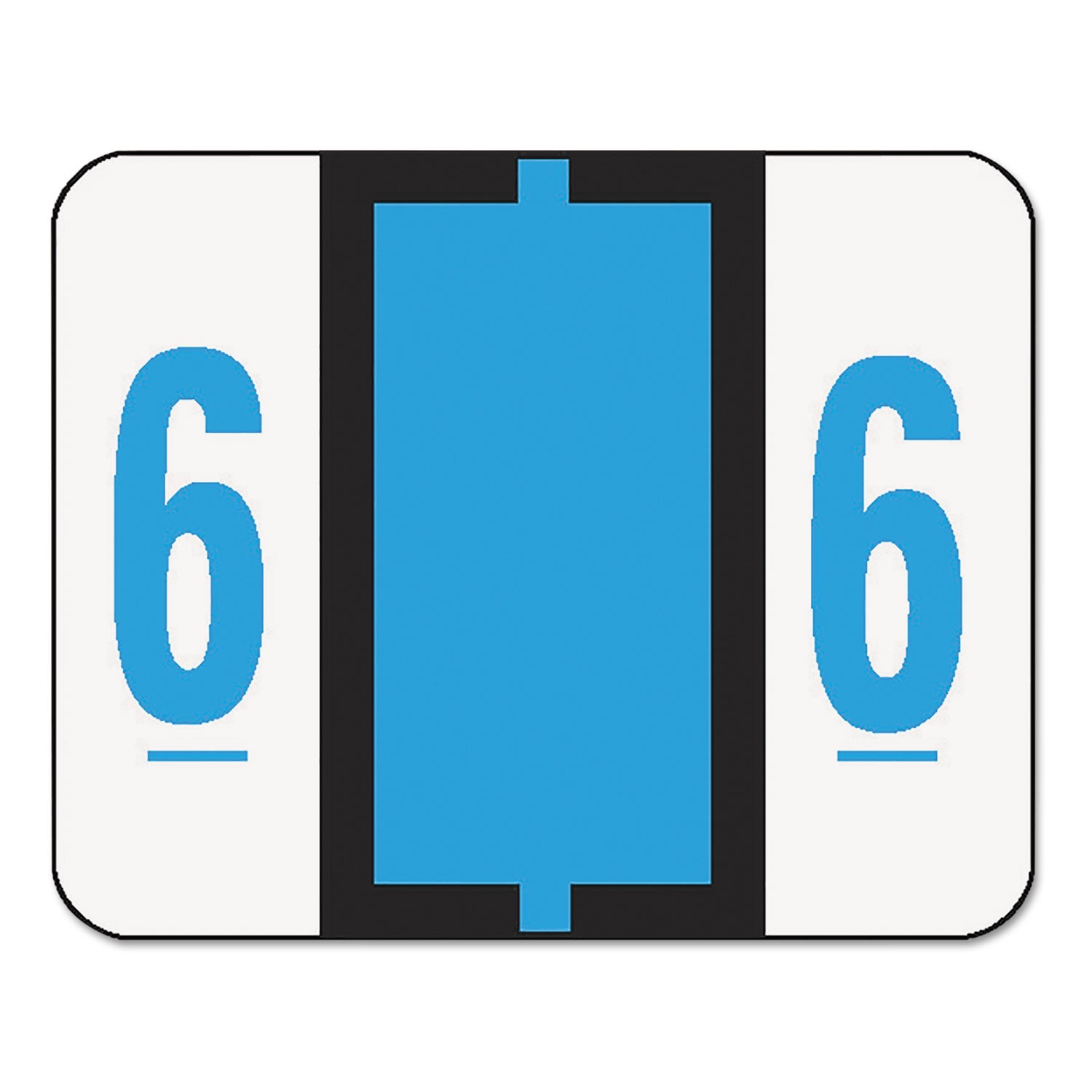 Numerical End Tab File Folder Labels, 6, 1 x 1.25, White, 500/Roll -