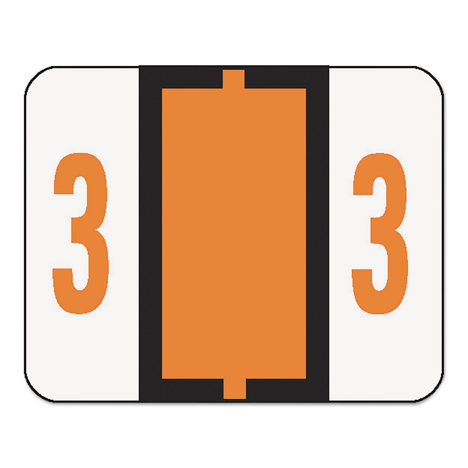 Numerical End Tab File Folder Labels, 3, 1 x 1.25, White, 500/Roll -