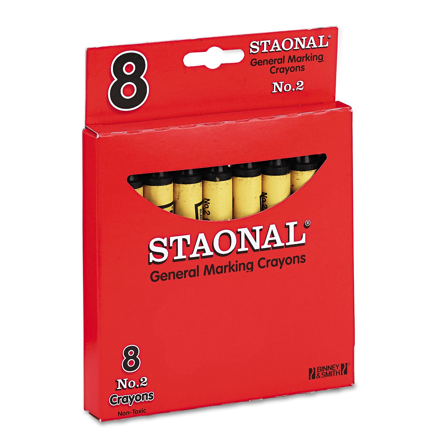 Staonal Marking Crayons, Black, 8/Box -
