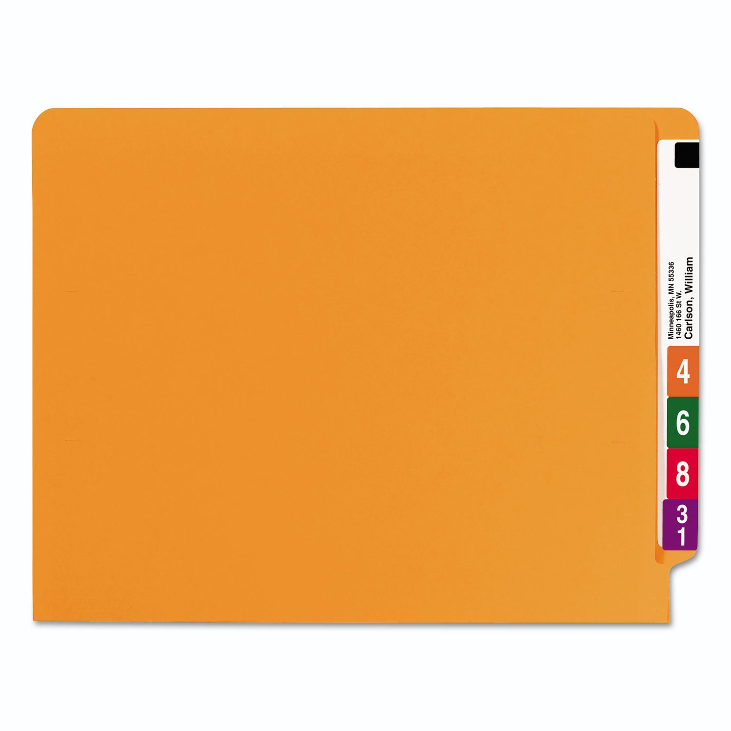 Shelf-Master Reinforced End Tab Colored Folders, Straight Tabs, Letter Size, 0.75" Expansion, Orange, 100/Box -