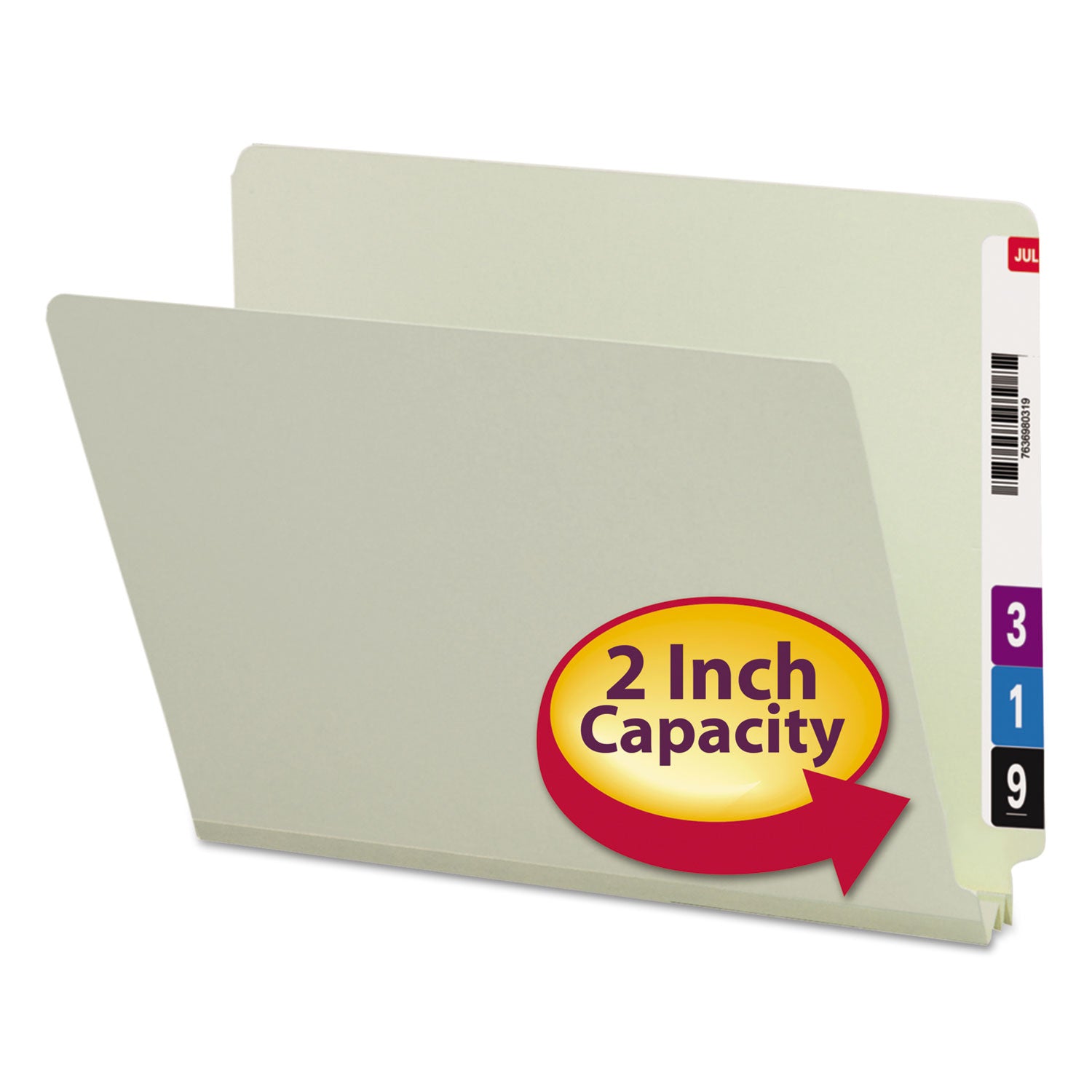Extra-Heavy Recycled Pressboard End Tab Folders, Straight Tabs, Letter Size, 2" Expansion, Gray-Green, 25/Box -