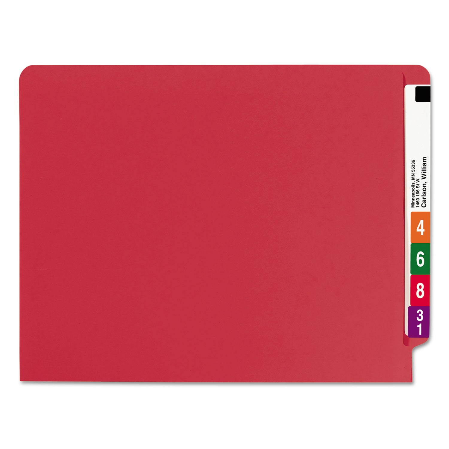 Shelf-Master Reinforced End Tab Colored Folders, Straight Tabs, Letter Size, 0.75" Expansion, Red, 100/Box -