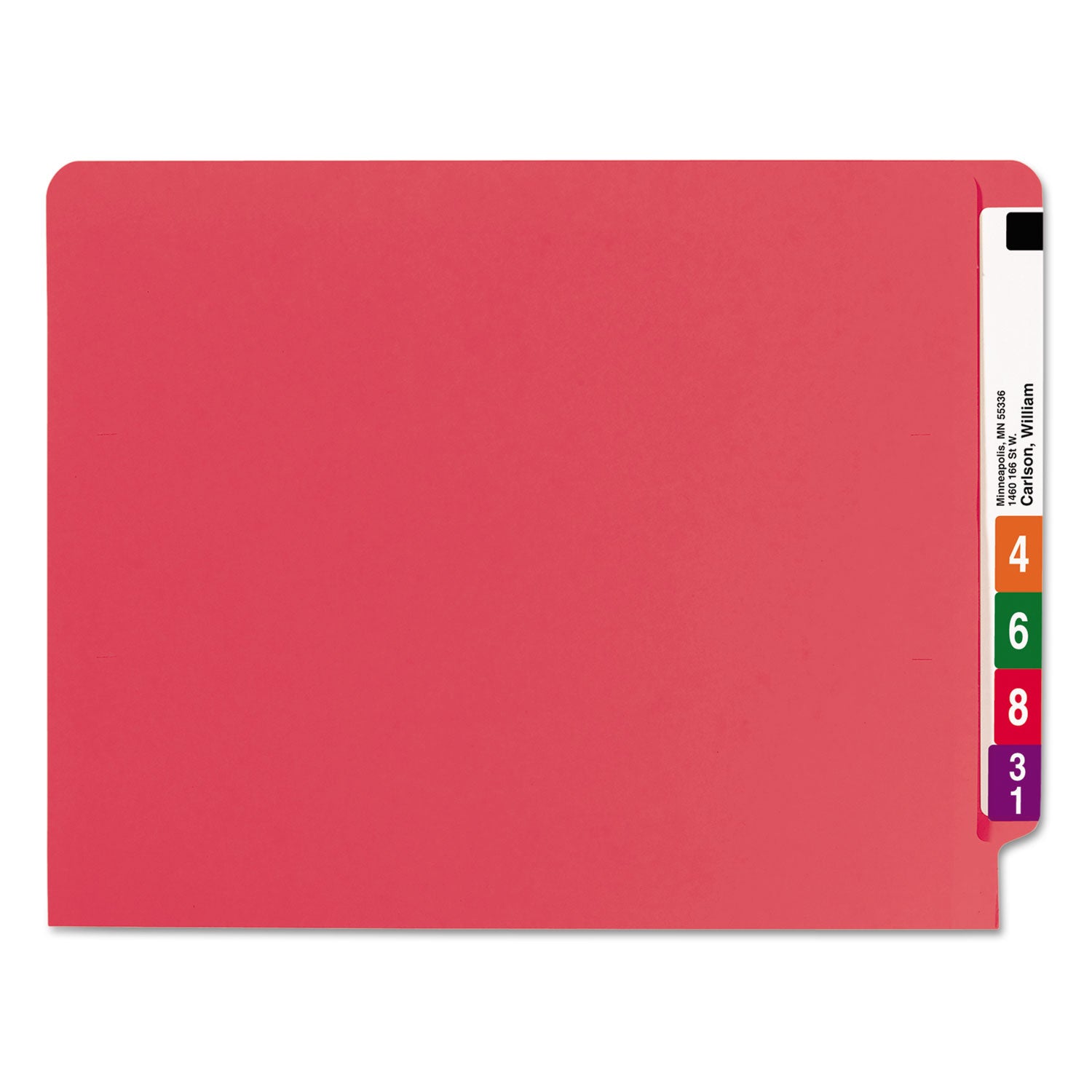 Heavyweight Colored End Tab Fastener Folders, 0.75" Expansion, 2 Fasteners, Letter Size, Red Exterior, 50/Box -