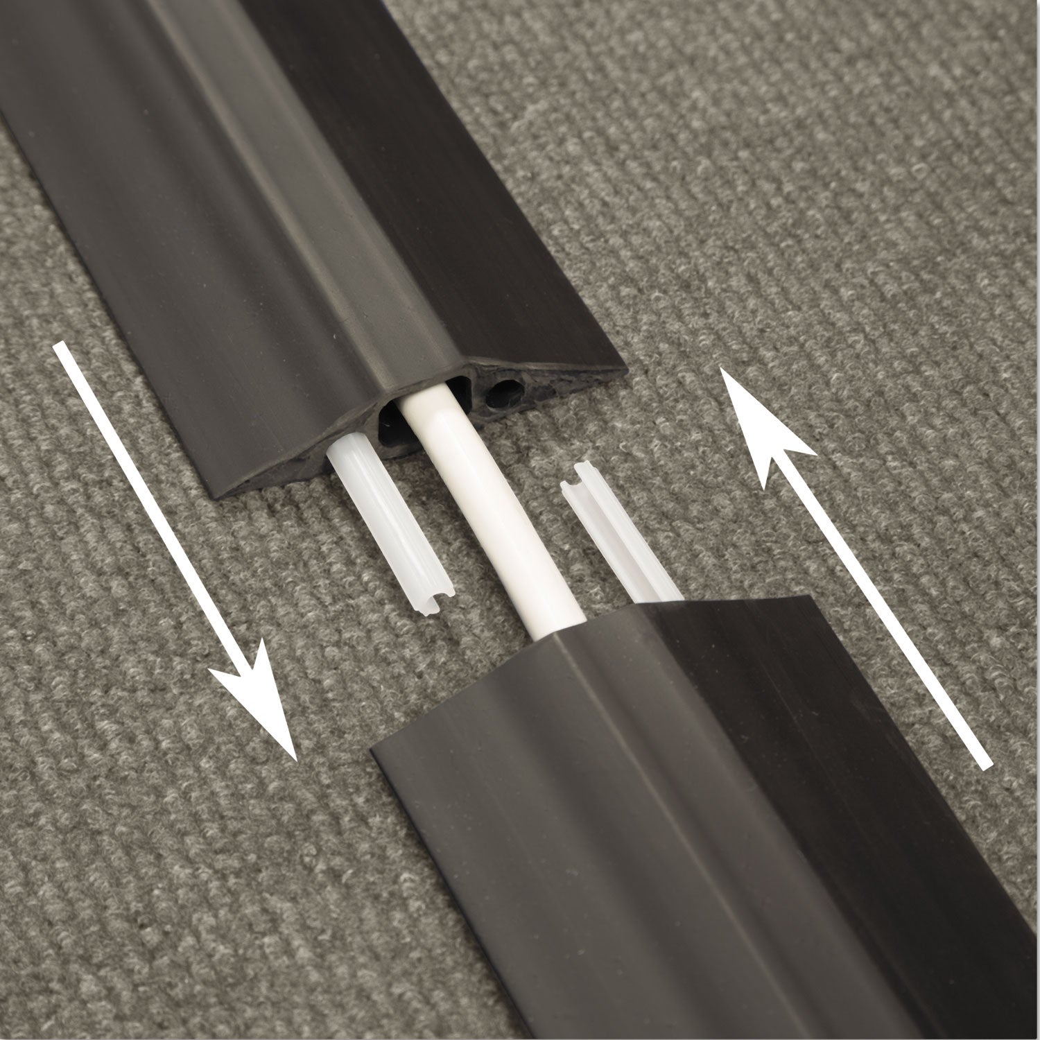 Medium-Duty Floor Cable Cover, 2.75 x 0.5 x 6 ft, Black -