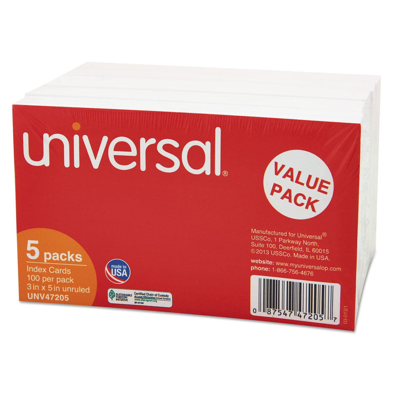Unruled Index Cards, 3 x 5, White, 500/Pack -