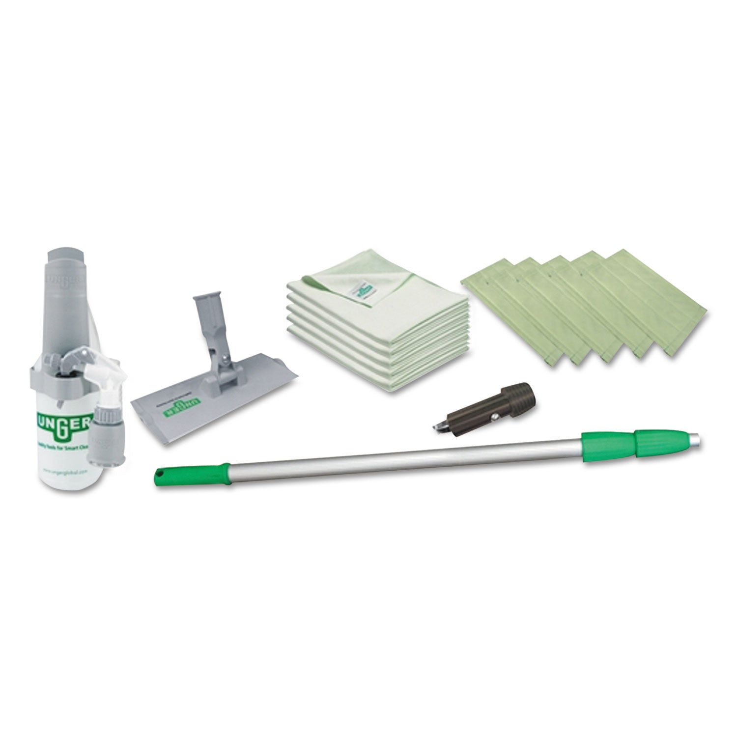 SpeedClean Window Cleaning Kit, 72" to 80", Extension Pole With 8" Pad Holder, Silver/Green -