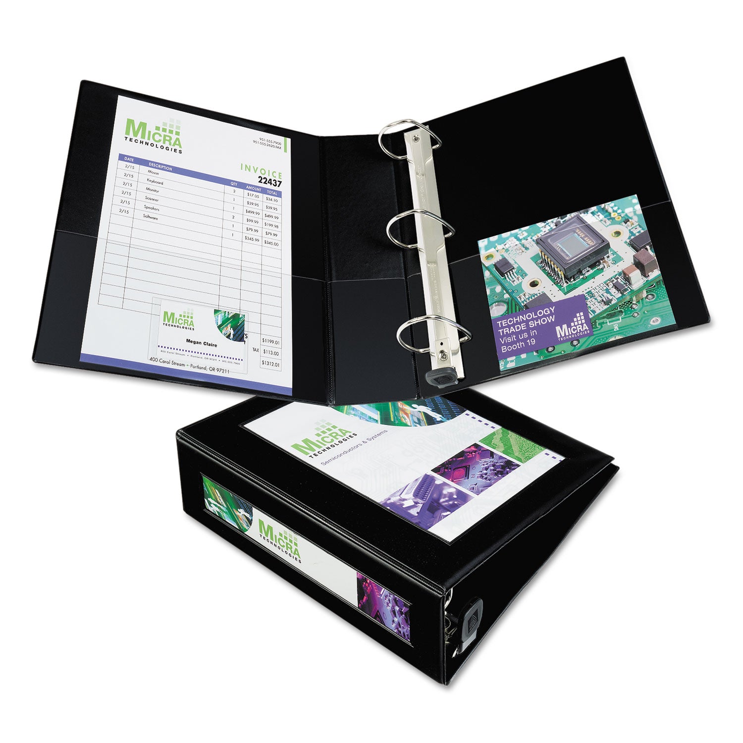 Framed View Heavy-Duty Binders, 3 Rings, 3" Capacity, 11 x 8.5, Black -