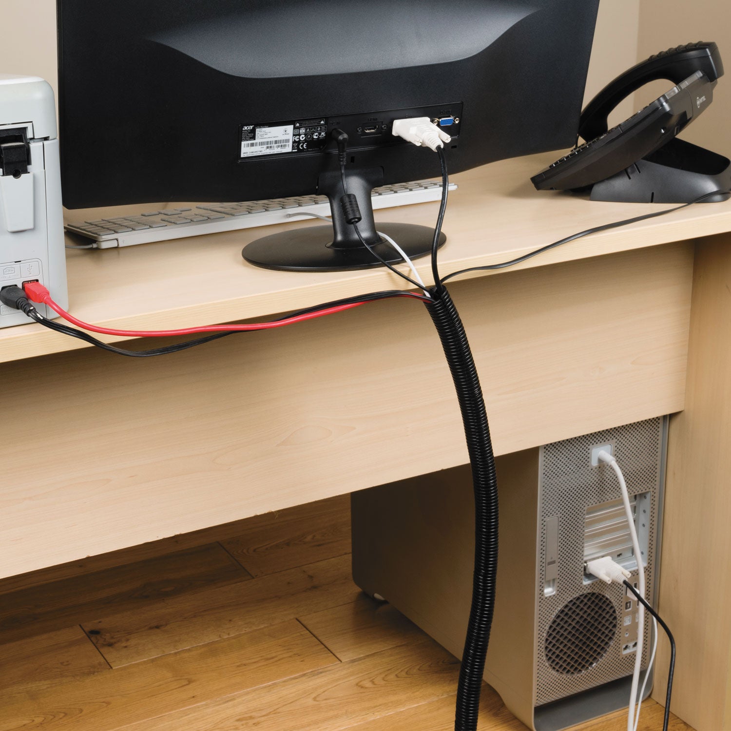 Cable Tidy Tube, 1" Diameter x 43" Long, Black -