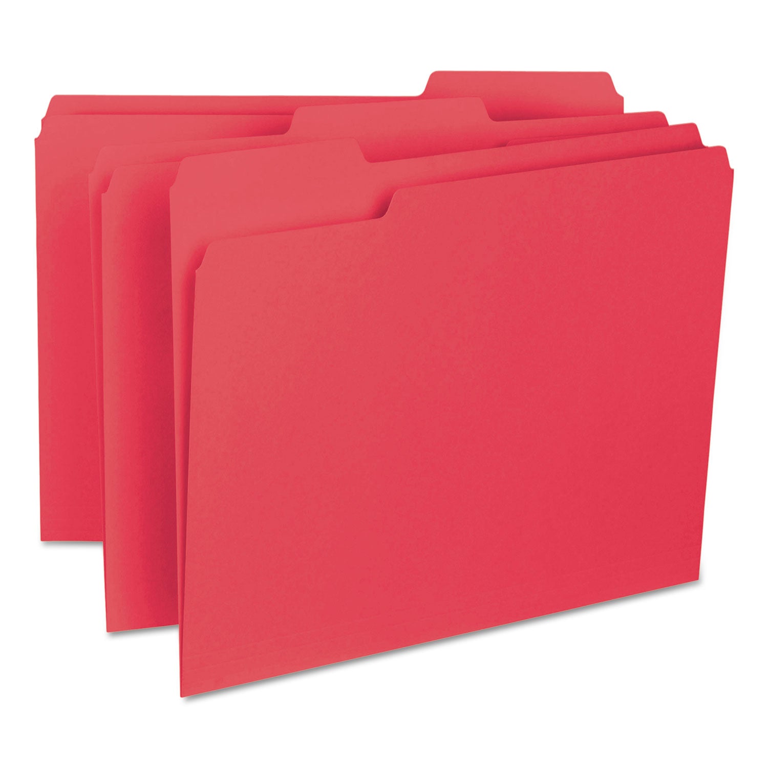 Interior File Folders, 1/3-Cut Tabs: Assorted, Letter Size, 0.75" Expansion, Red, 100/Box -