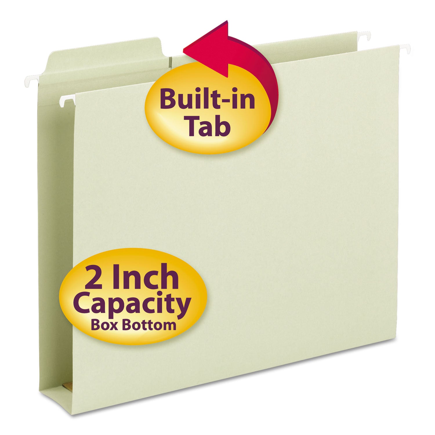 FasTab Box Bottom Hanging Folders, Letter Size, 1/3-Cut Tabs, Moss, 20/Box -