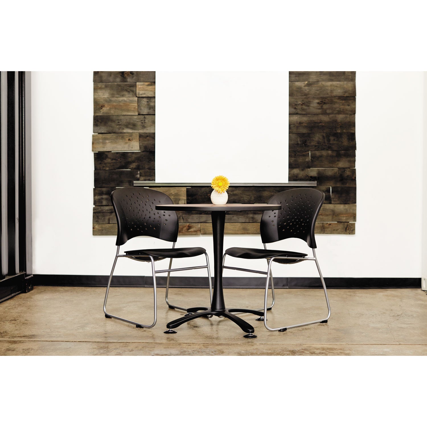 Safco Reve Sled Base Guest Chair - Black Plastic Seat - Black Plastic Back - Sled Base - 2 / Carton - 2