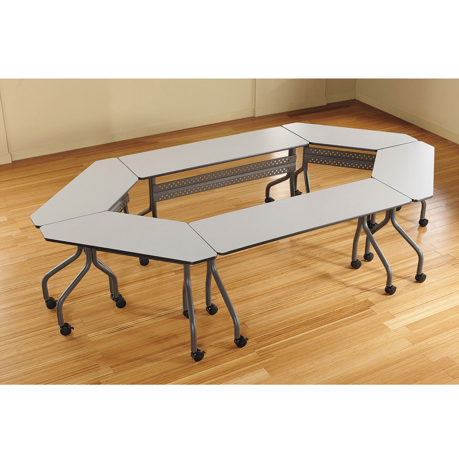 OfficeWorks Mobile Training Table, Rectangular, 60" x 18" x 29", Gray/Charcoal -