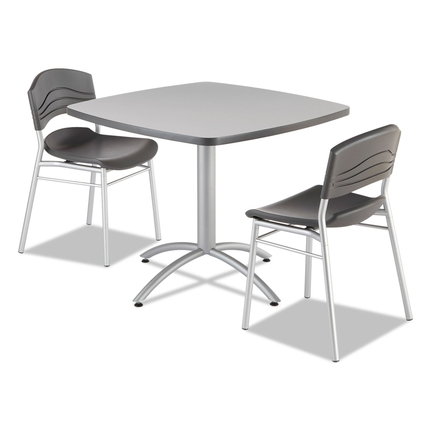 CafeWorks Cafe-Height Table, Square, 36" x 36" x 30", Gray/Silver -