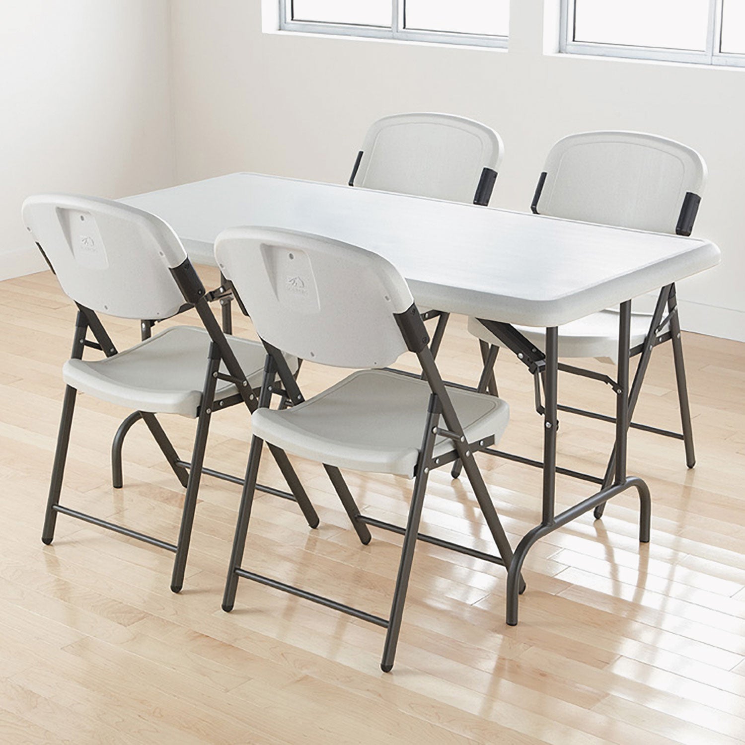 IndestrucTable Industrial Folding Table, Rectangular, 60" x 30" x 29", Platinum -