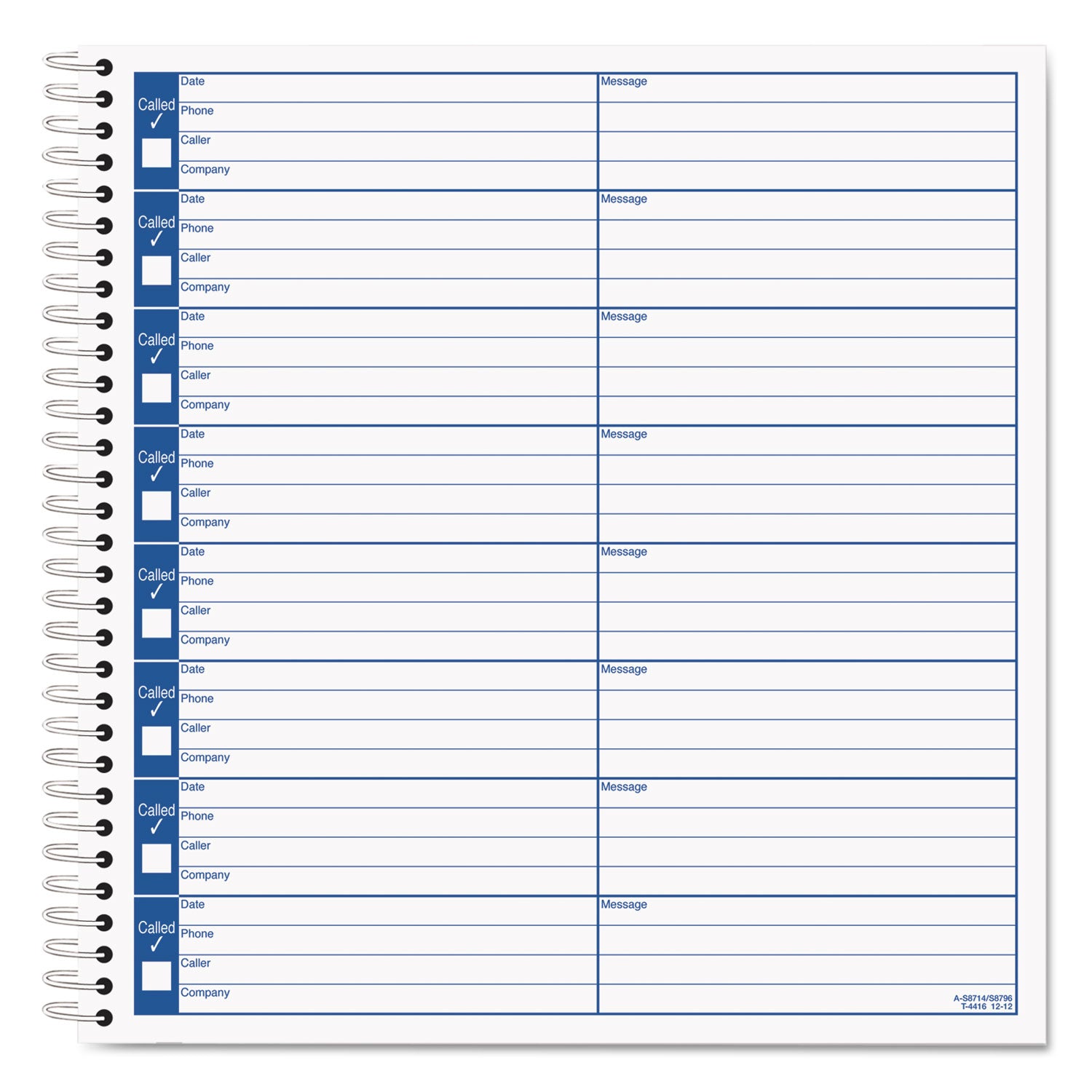 Voice Message Log Books, One-Part (No Copies), 8 x 1, 8 Forms/Sheet, 800 Forms Total -