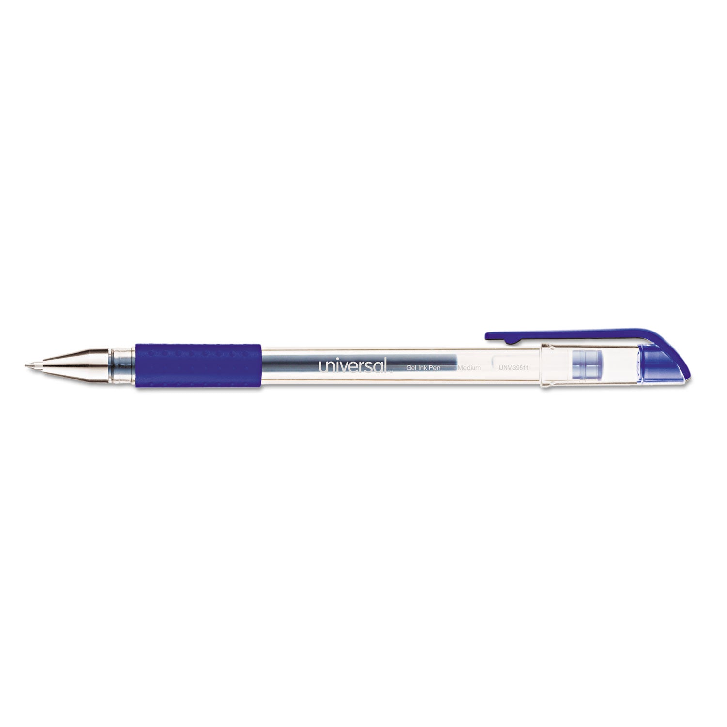 Comfort Grip Gel Pen, Stick, Medium 0.7 mm, Blue Ink, Clear/Blue Barrel, Dozen -