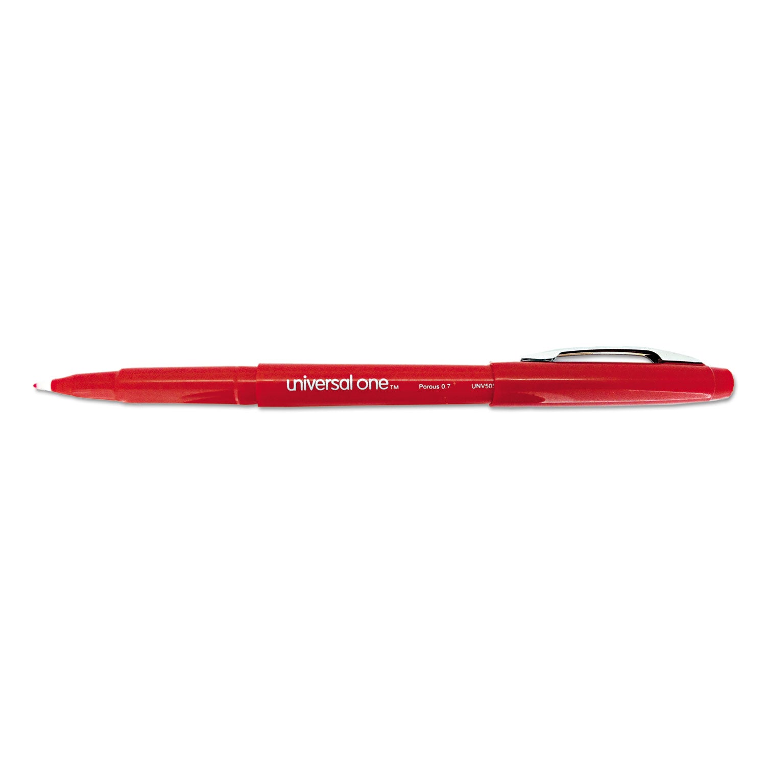 Porous Point Pen, Stick, Medium 0.7 mm, Red Ink, Red Barrel, Dozen -