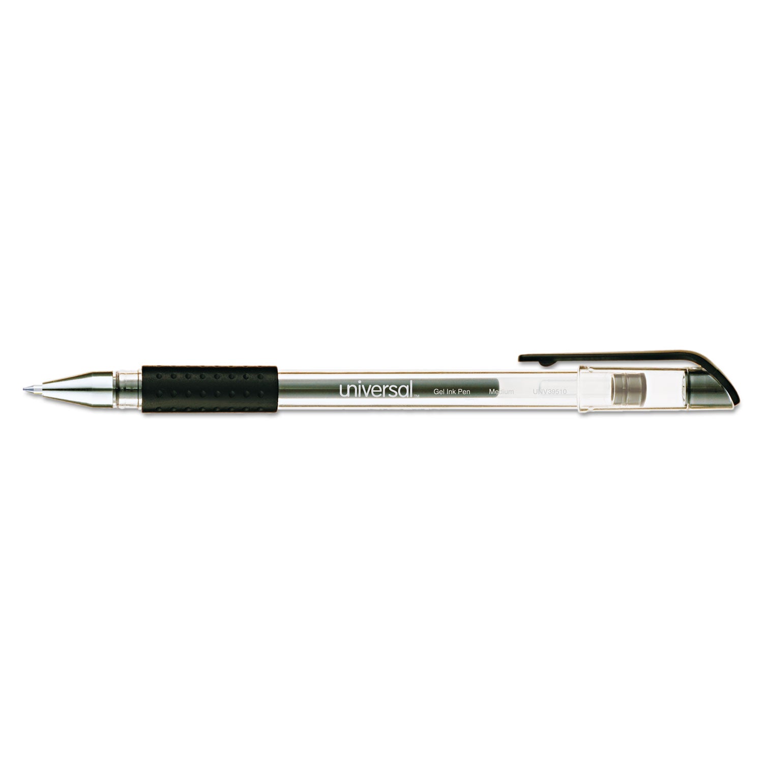 Comfort Grip Gel Pen, Stick, Medium 0.7 mm, Black Ink, Clear/Black Barrel, Dozen -