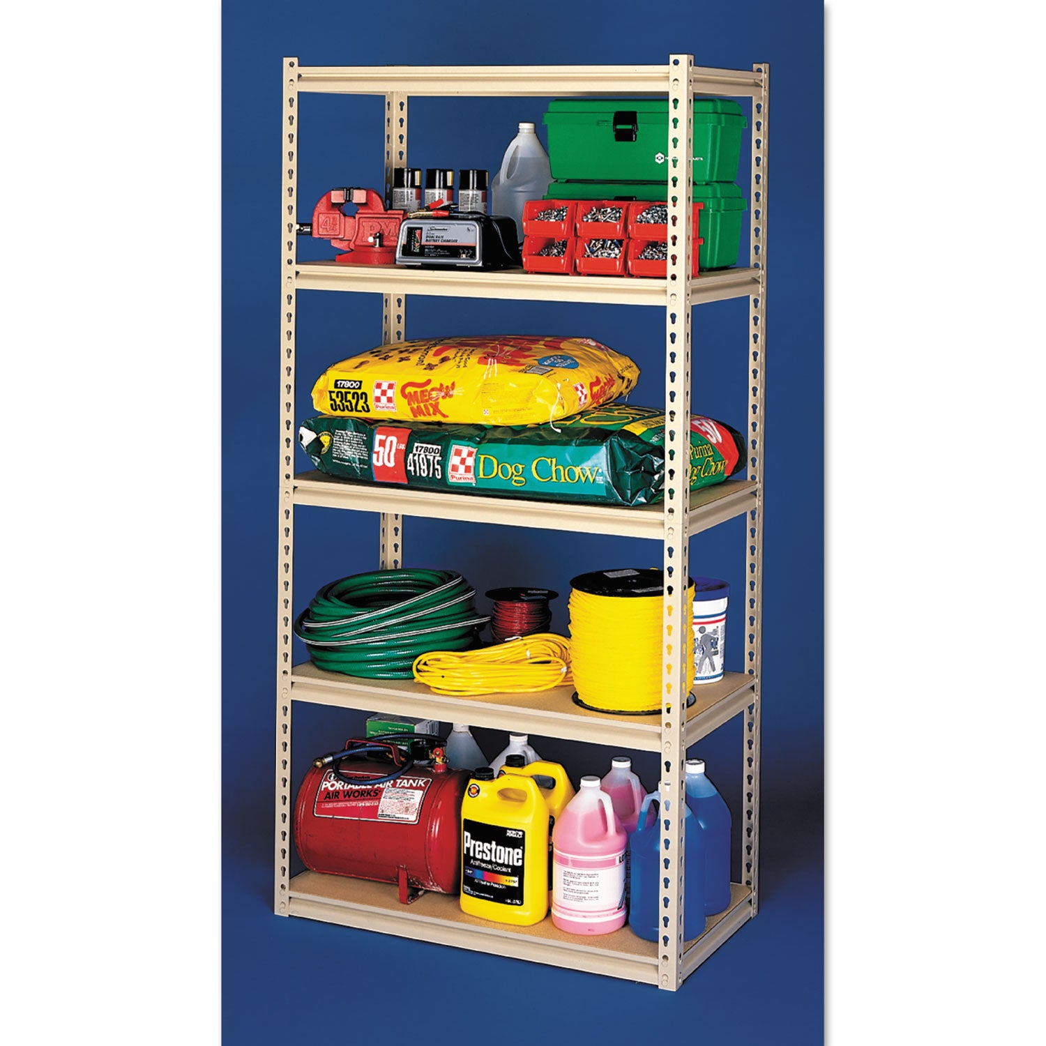 Stur-D-Stor Shelving, Five-Shelf, 36.5w x 18.5d x 72h, Sand -