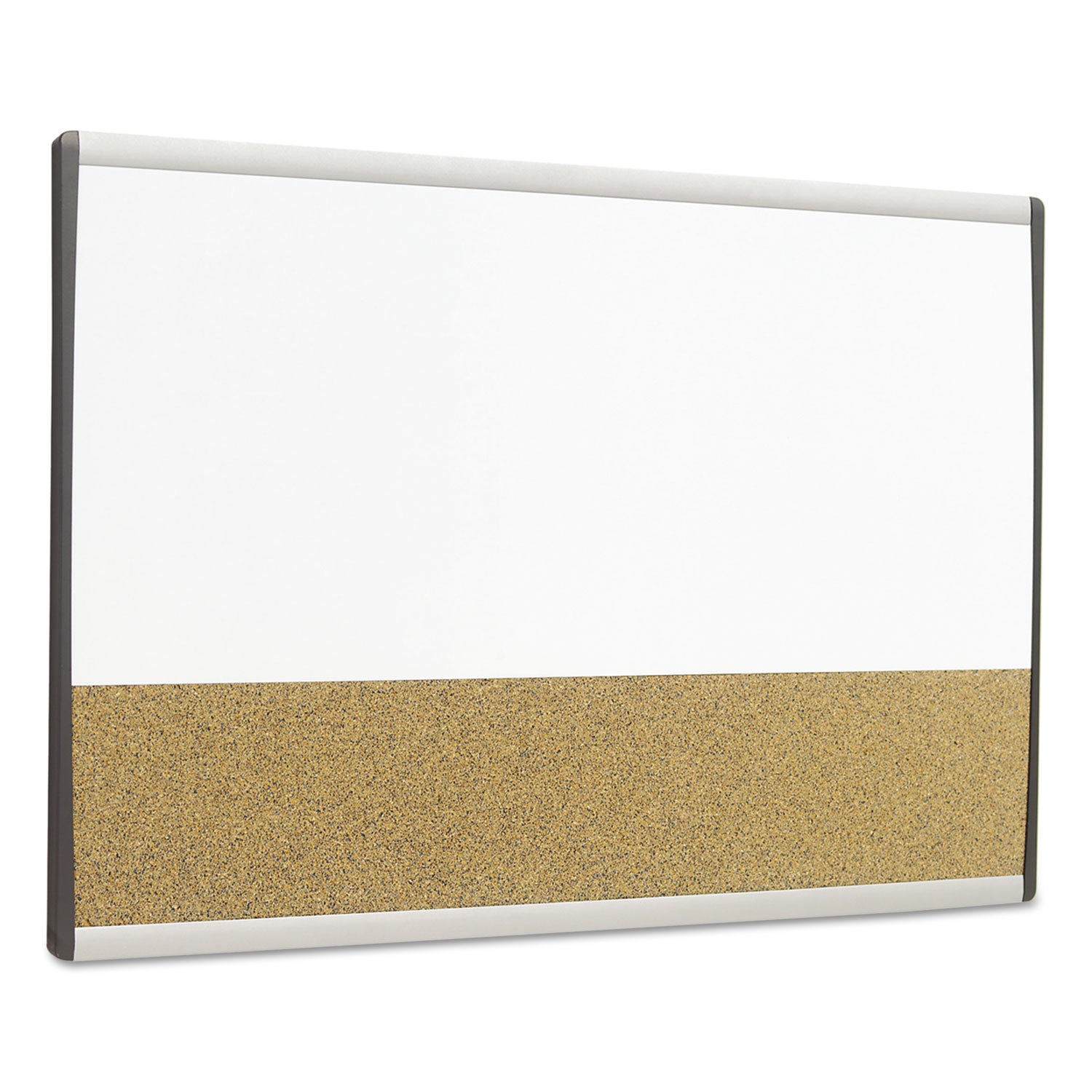 ARC Frame Cubicle Dry Erase/Cork Board, 30 x 18, Tan/White Surface, Silver Aluminum Frame -
