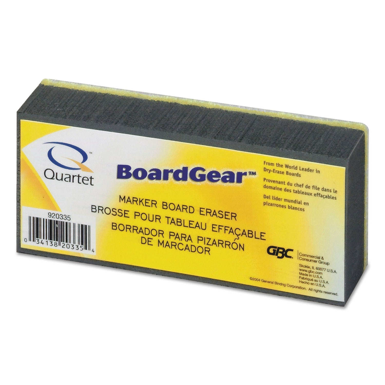 BoardGear Marker Board Eraser, 5" x 2.75" x 1.38 -