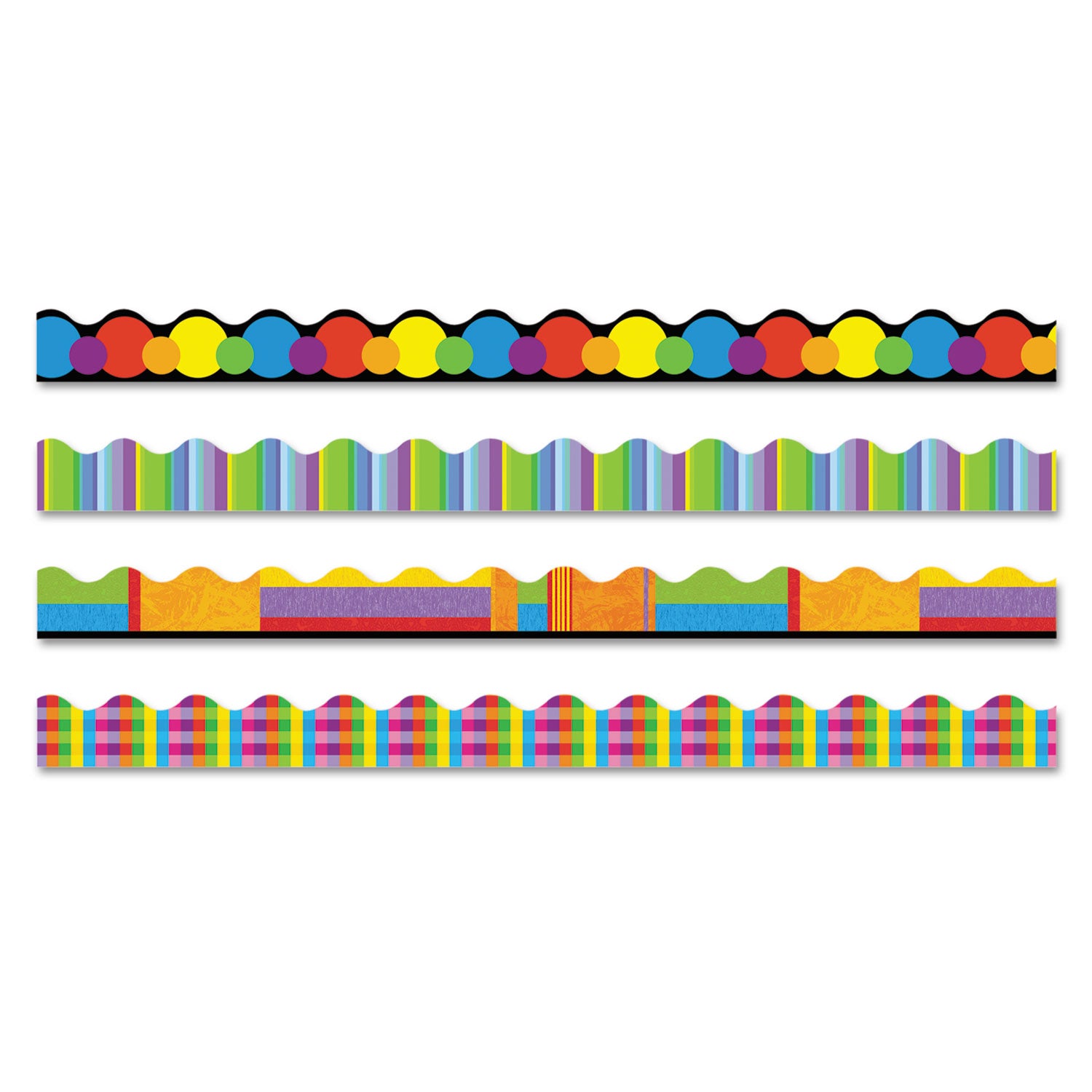 Terrific Trimmers Border Variety Set, 2.25" x 39", Collage, Assorted Colors/Designs, 48/Set -
