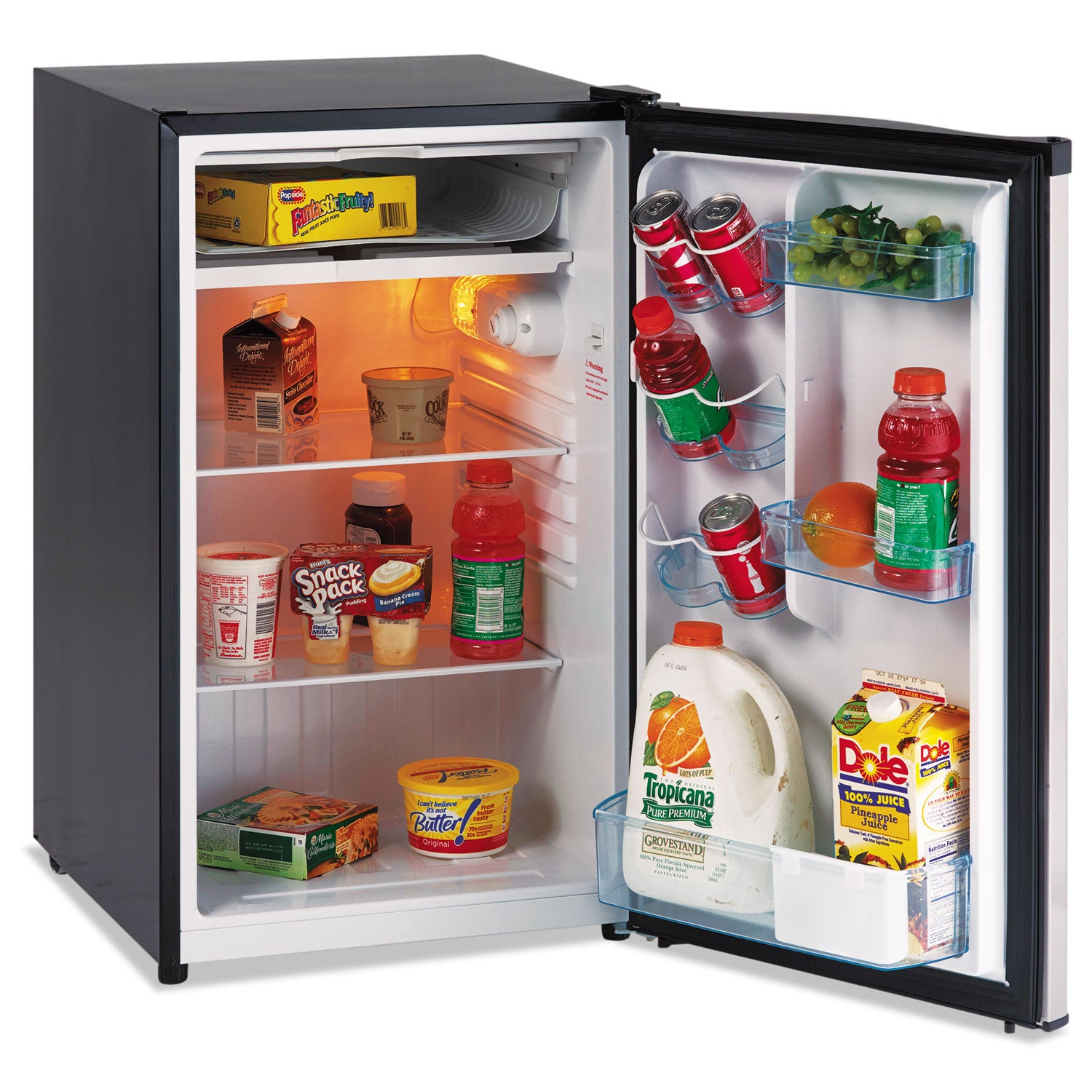 4.4 CF Refrigerator, 19 1/2"W x 22"D x 33"H, Black/Stainless Steel -