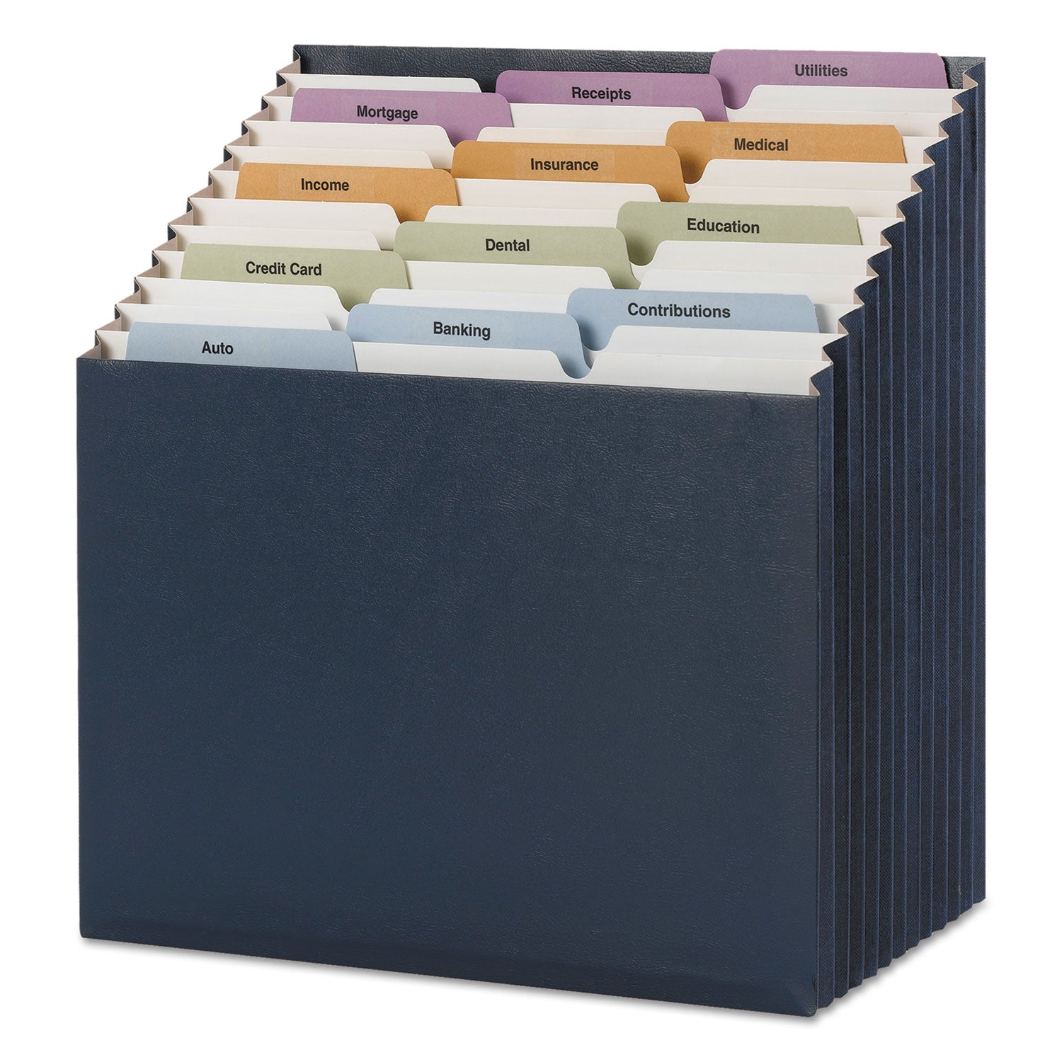 Stadium File, 12 Sections, 1/12-Cut Tabs, Letter Size, Navy -