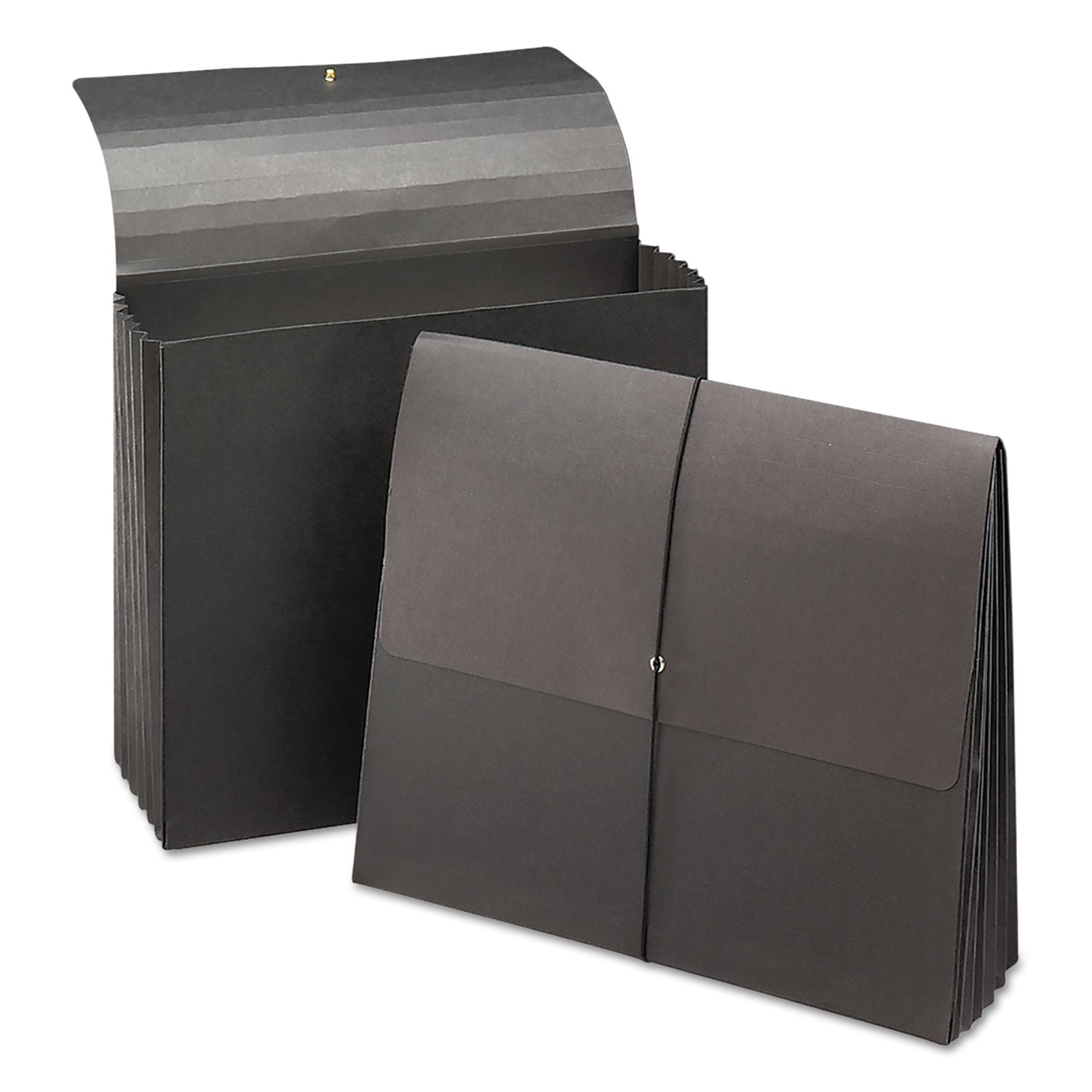 Extra-Wide Expanding Wallets with Elastic Cord, 5.25" Expansion, 1 Section, Elastic Cord Closure, Letter Size, Black, 10/Box -
