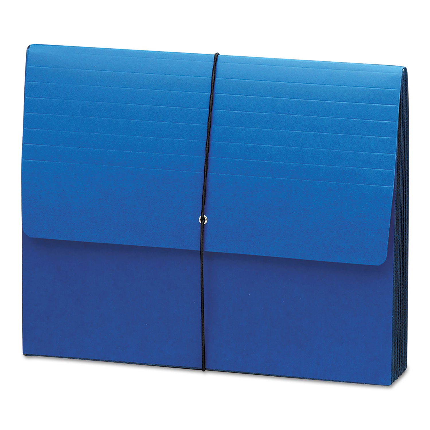 Extra-Wide Expanding Wallets with Elastic Cord, 5.25" Expansion, 1 Section, Elastic Cord Closure, Letter Size, Navy Blue -