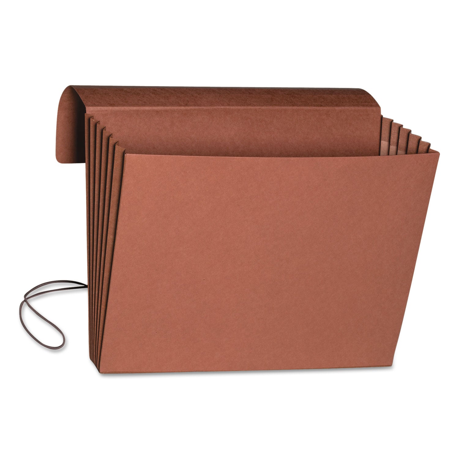 Extra-Wide Expanding Wallets with Elastic Cord, 5.25" Expansion, 1 Section, Elastic Cord Closure, Legal Size, Redrope -