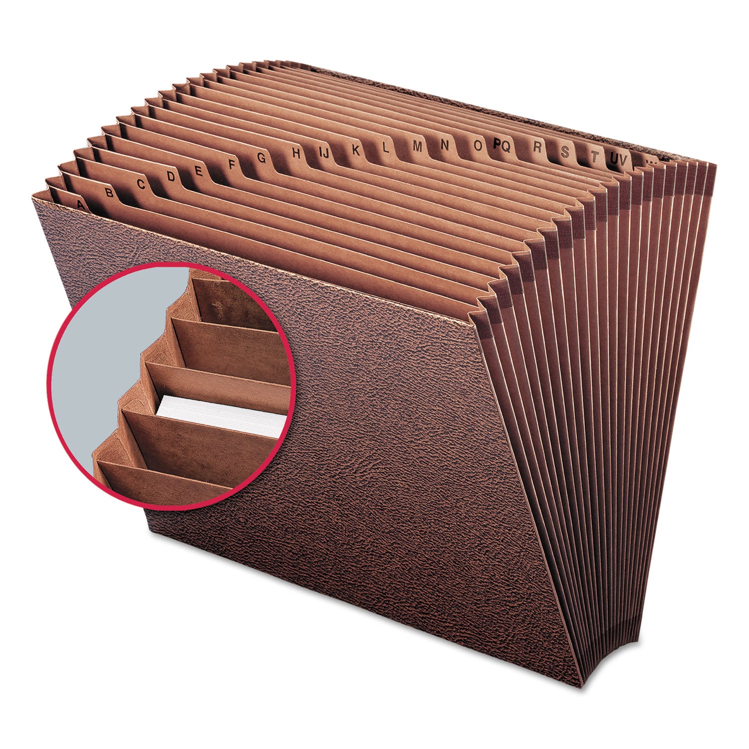 TUFF Expanding Open-Top Stadium File, 21 Sections, 1/21-Cut Tabs, Letter Size, Redrope -