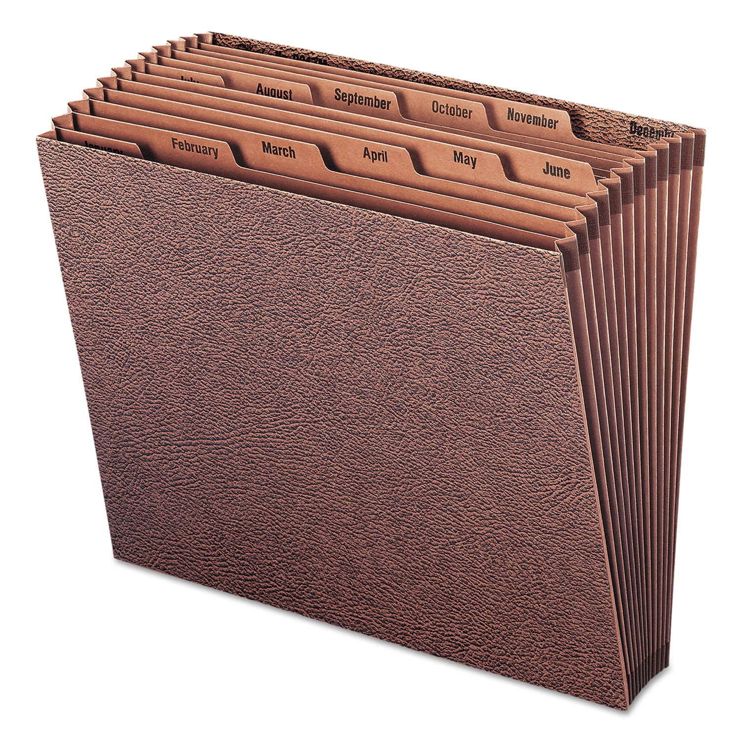 TUFF Expanding Open-Top Stadium File, 12 Sections, 1/12-Cut Tabs, Letter Size, Redrope -