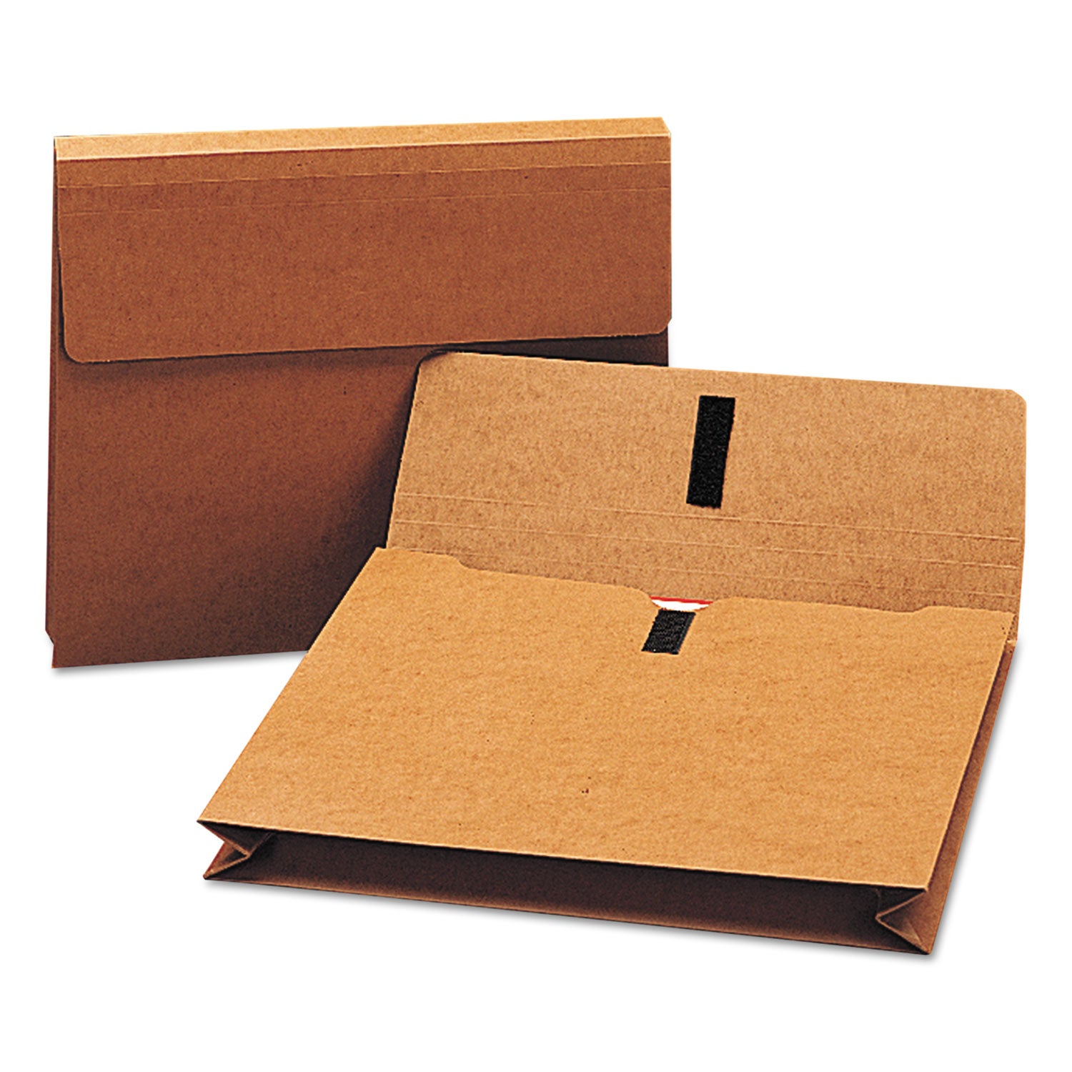 Expanding Wallet with Hook and Loop Closure, 2" Expansion, 1 Section, Hook/Loop Closure, Letter Size, Redrope -